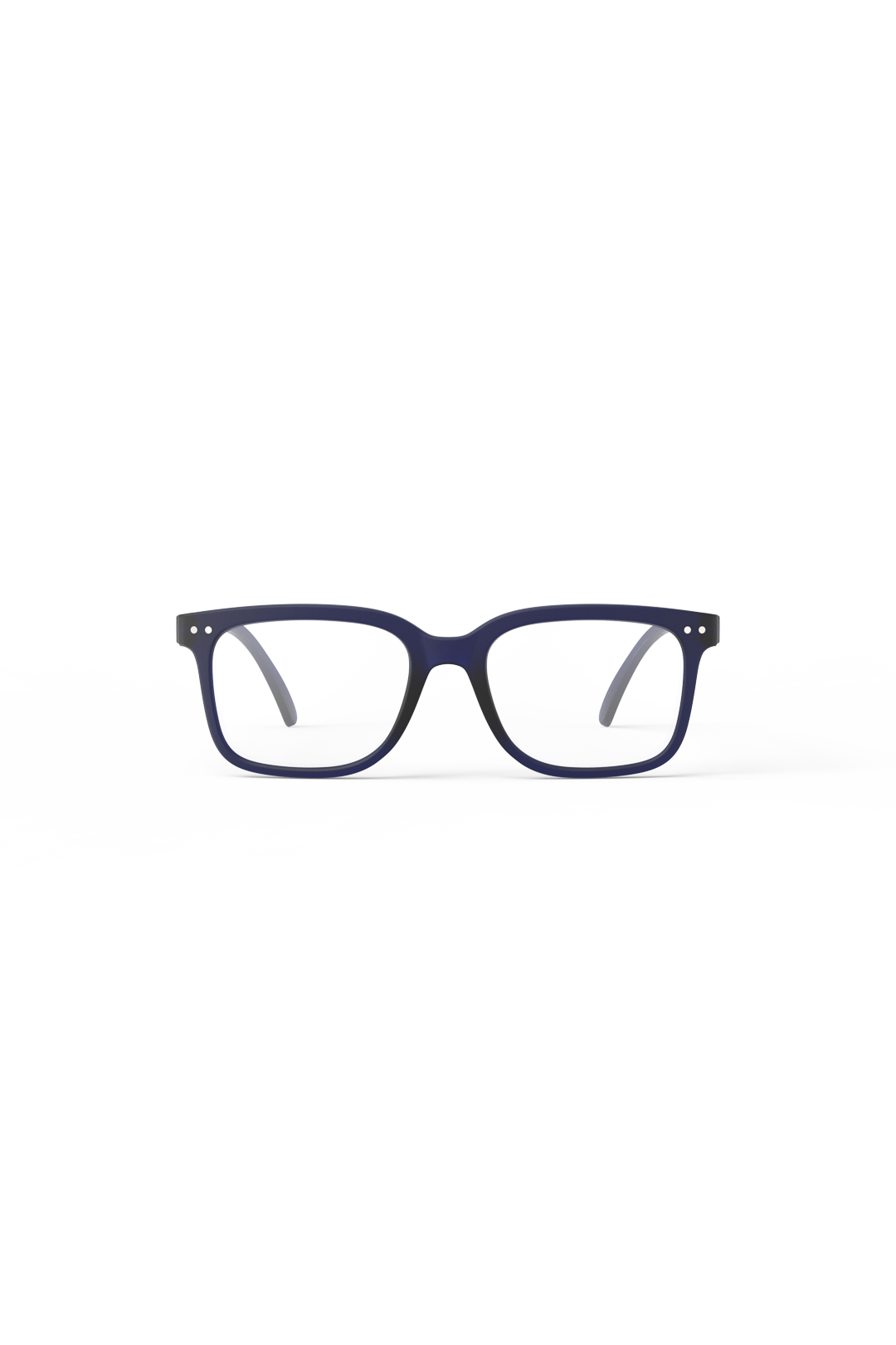 Front view of Izipizi dark navy reading glasses against a clean white background.
