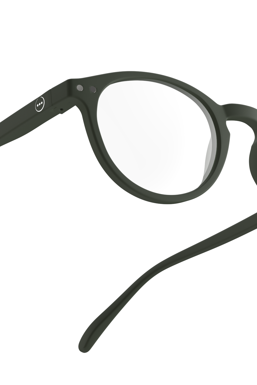 Green eyeglasses on a white background