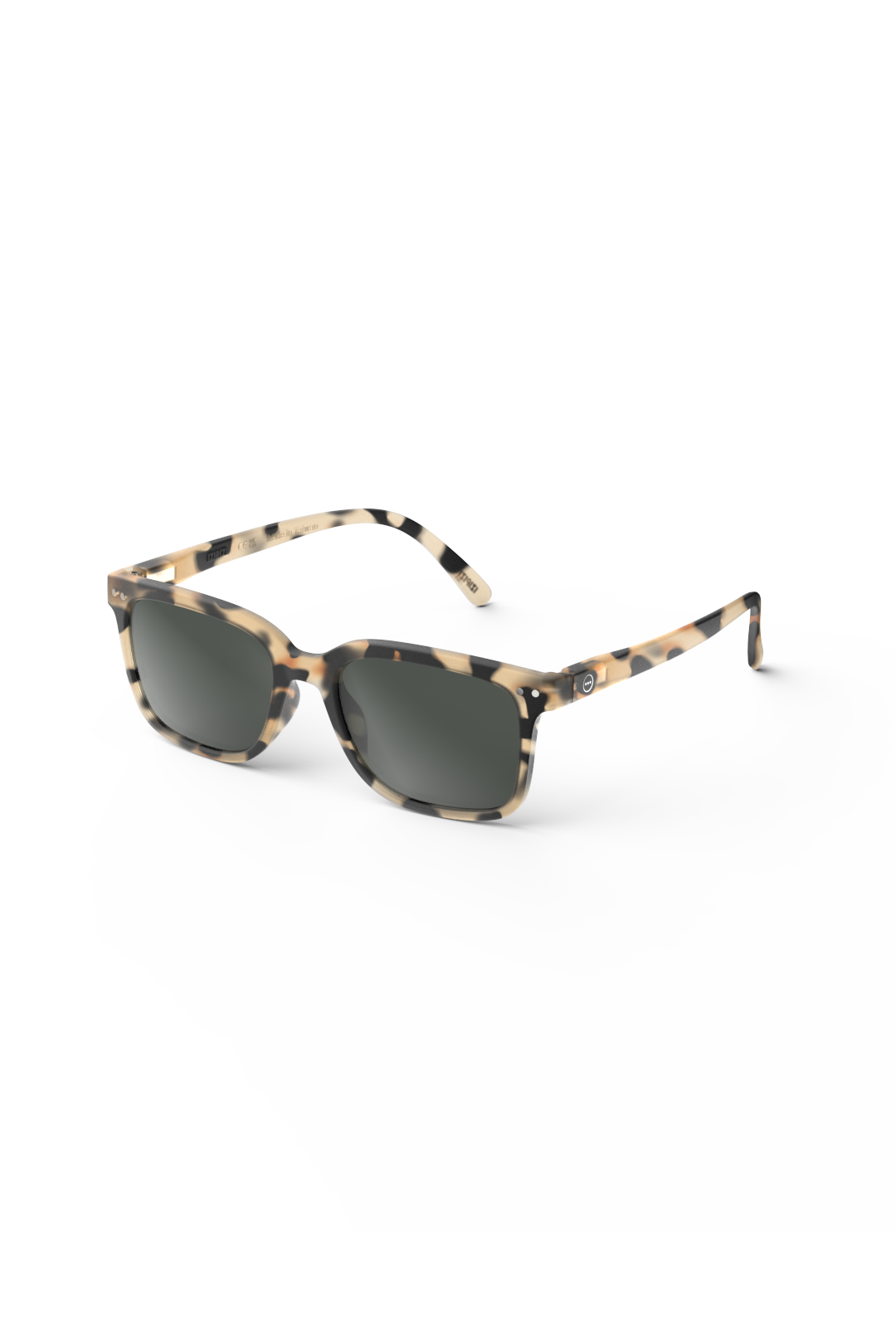 Pair of Izipizi tortoiseshell sunglasses with dark lenses on a white background.
