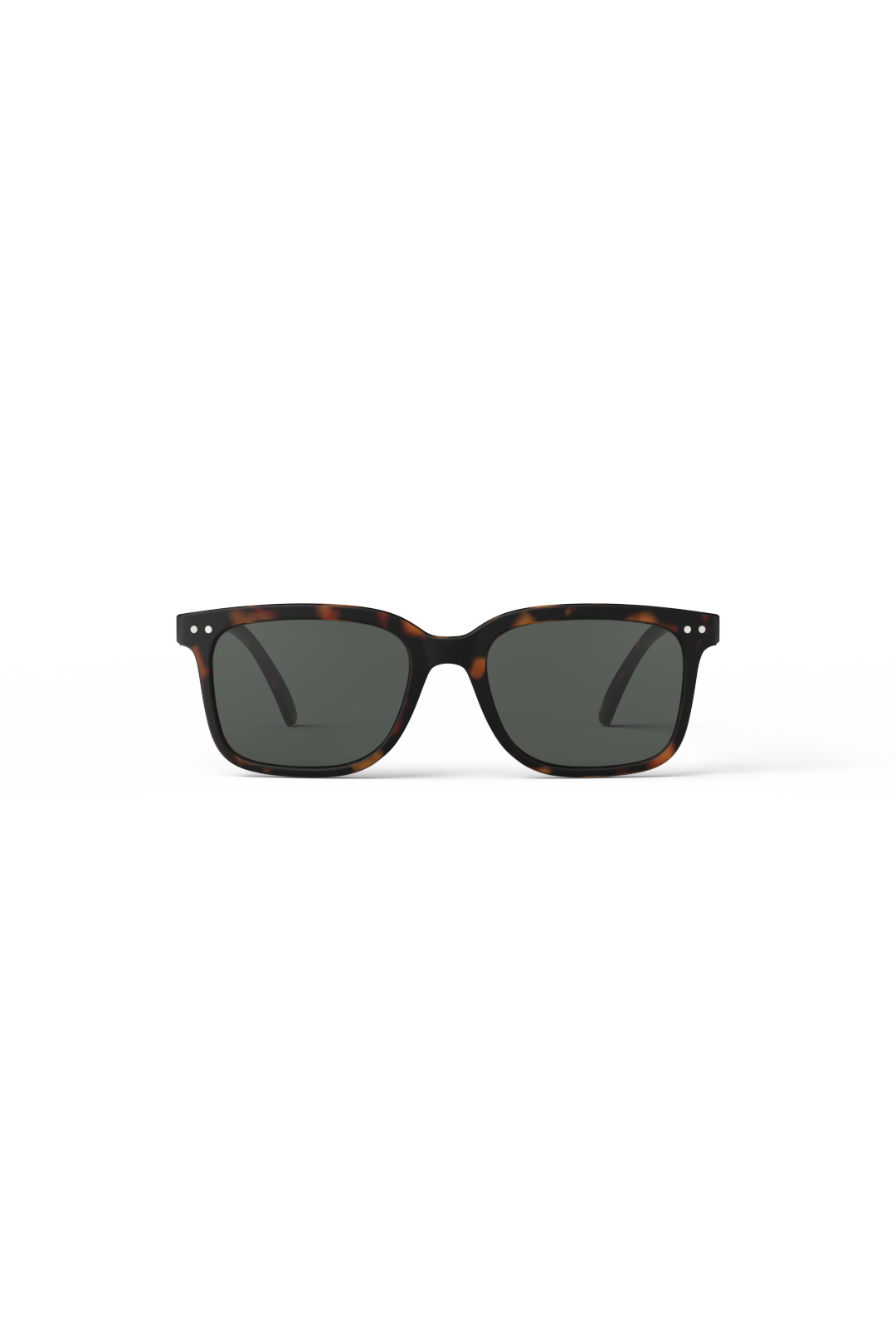 Izipizi tortoise shell frame sunglasses with dark grey lenses centered on a plain white background.