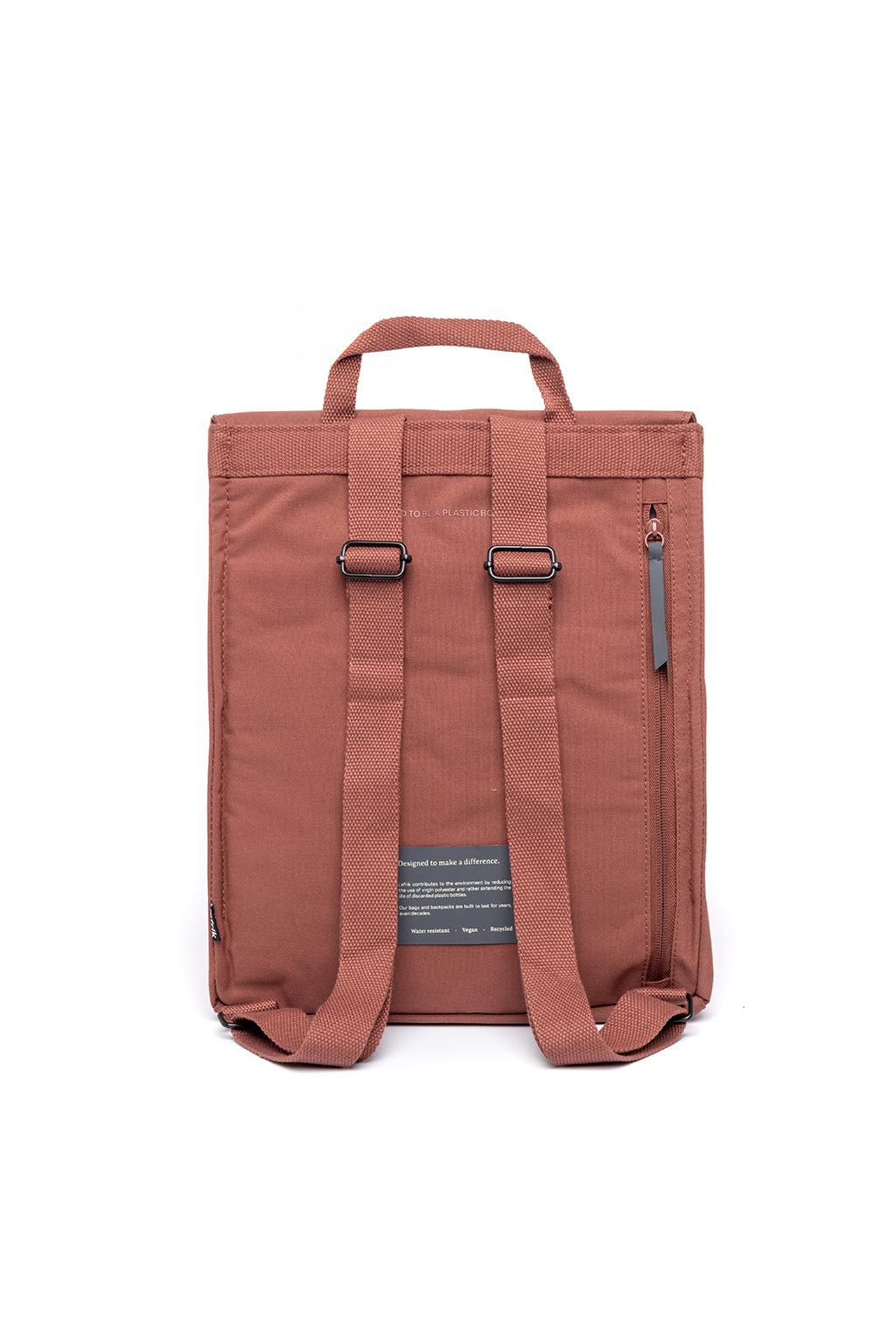 Brown backpack with straps on a white background