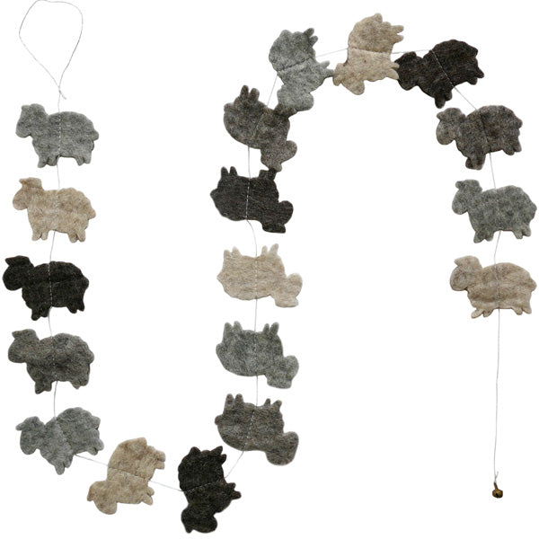 Lamali Sheep Felt Garland Grey