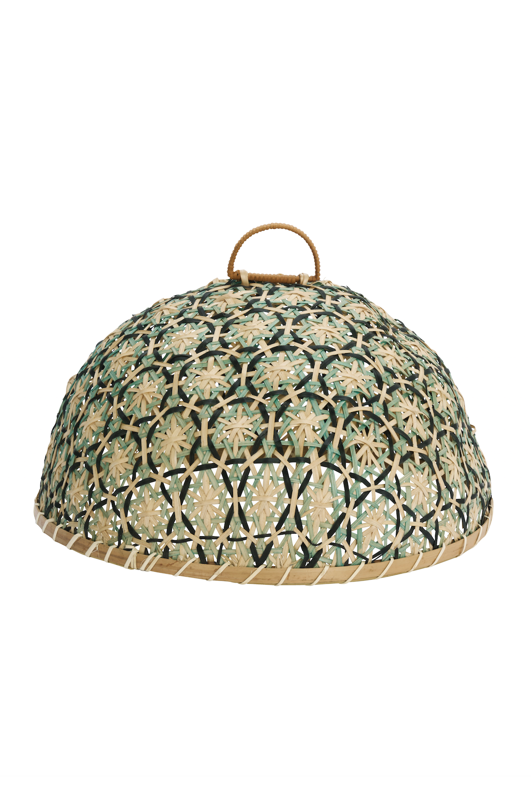 Decorative dome-shaped food cover with floral pattern on a white background