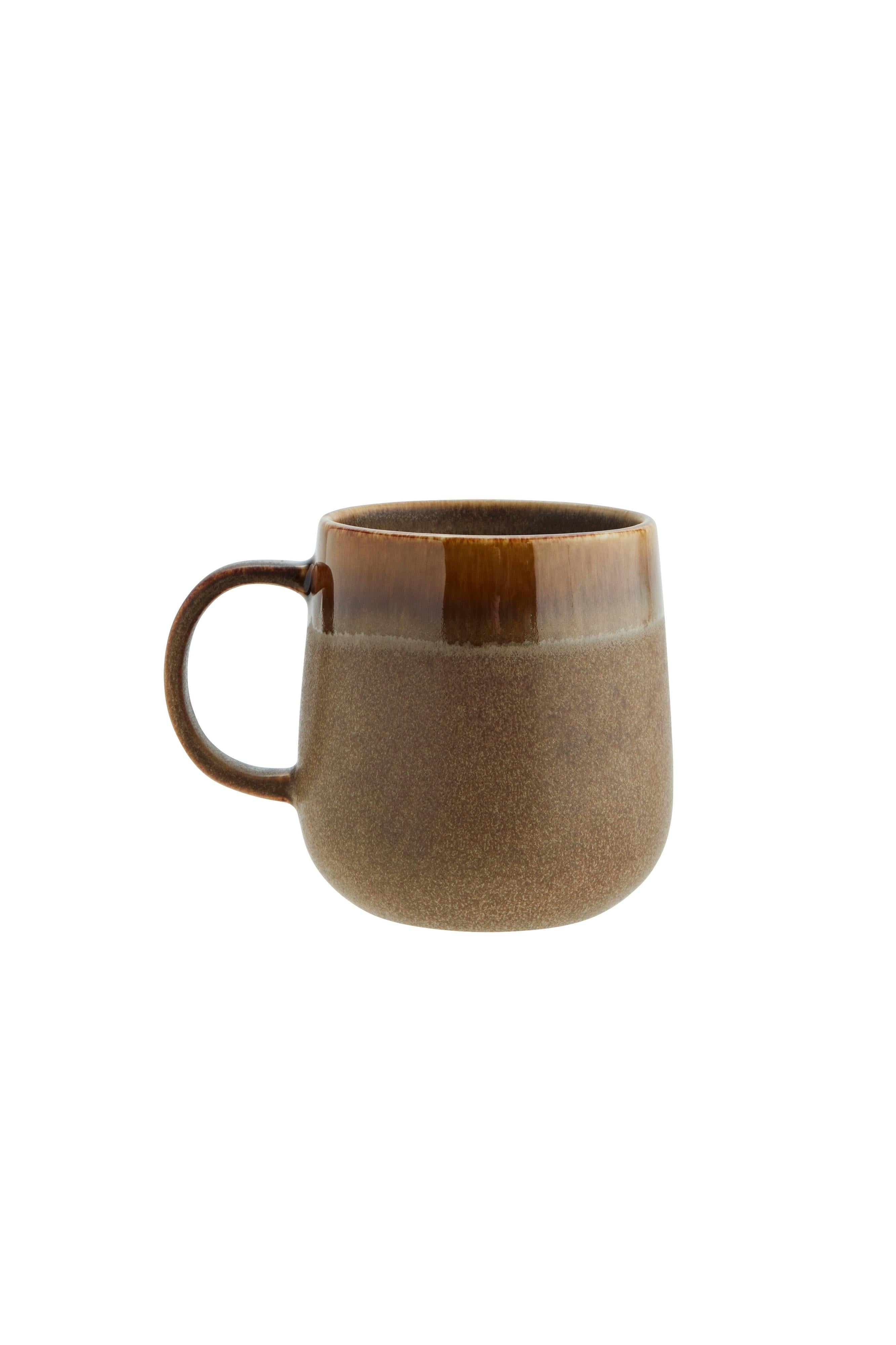 Brown ceramic mug on a white background