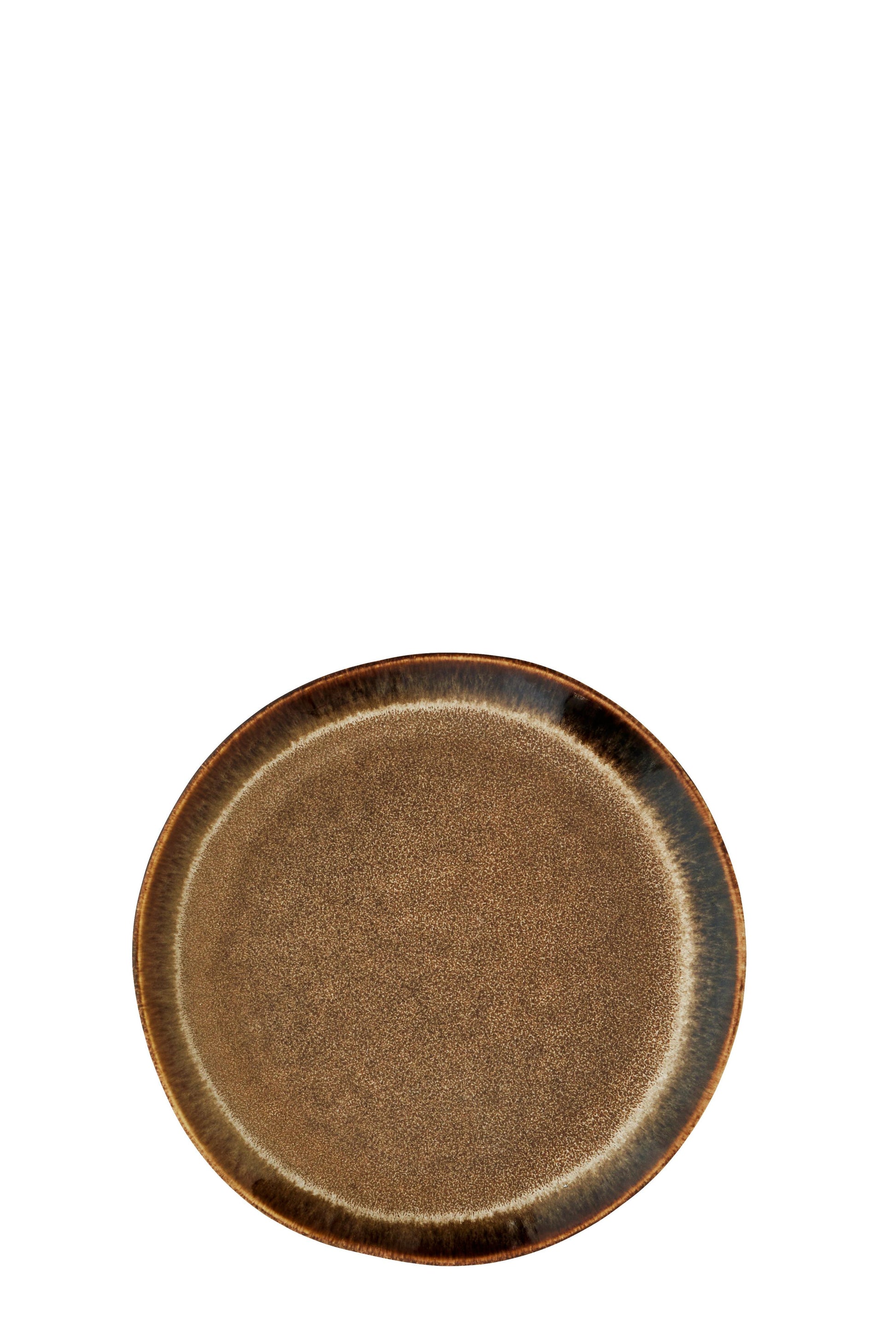 Brown ceramic plate on a white background