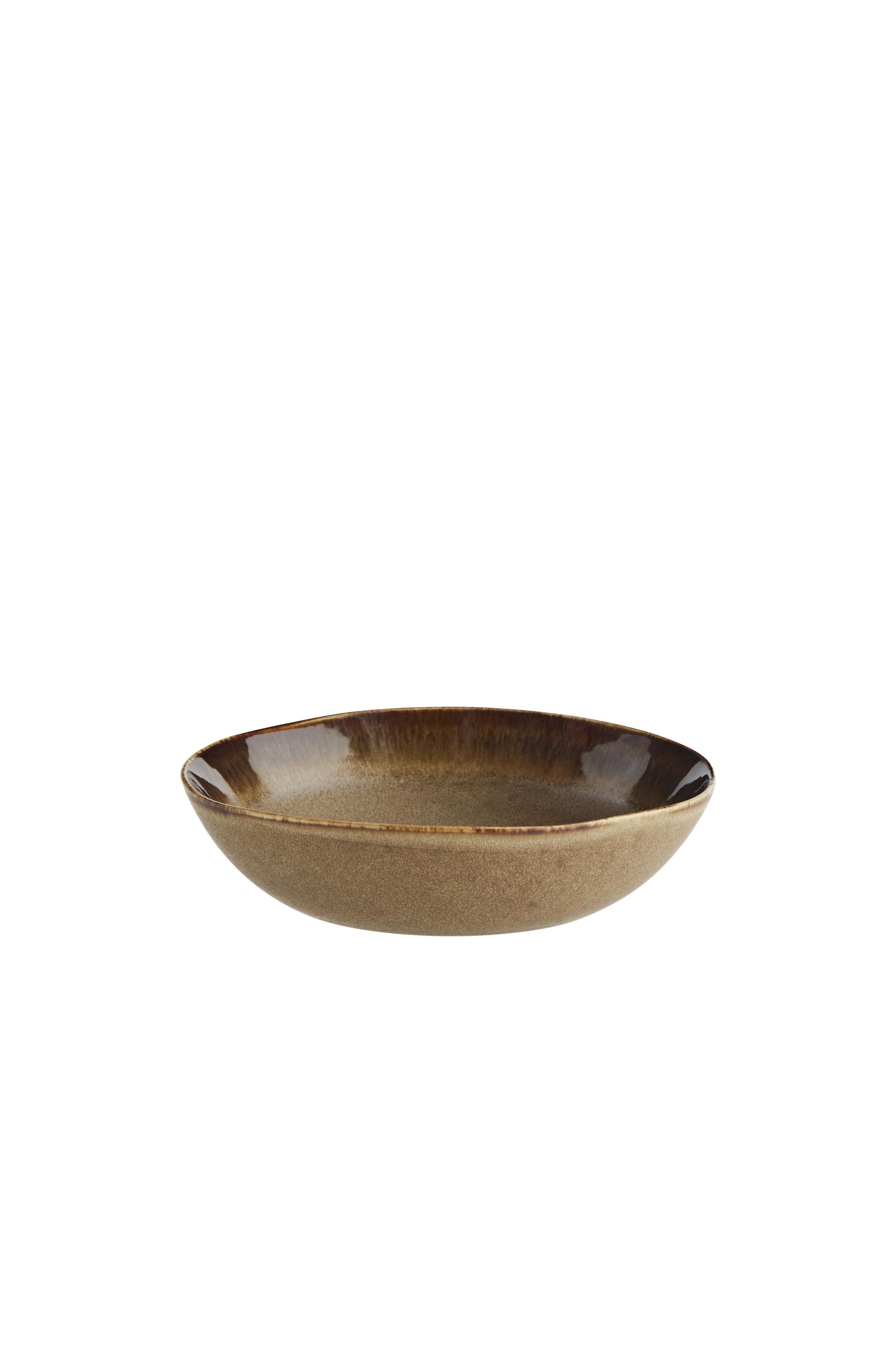 Brown ceramic bowl on a white background