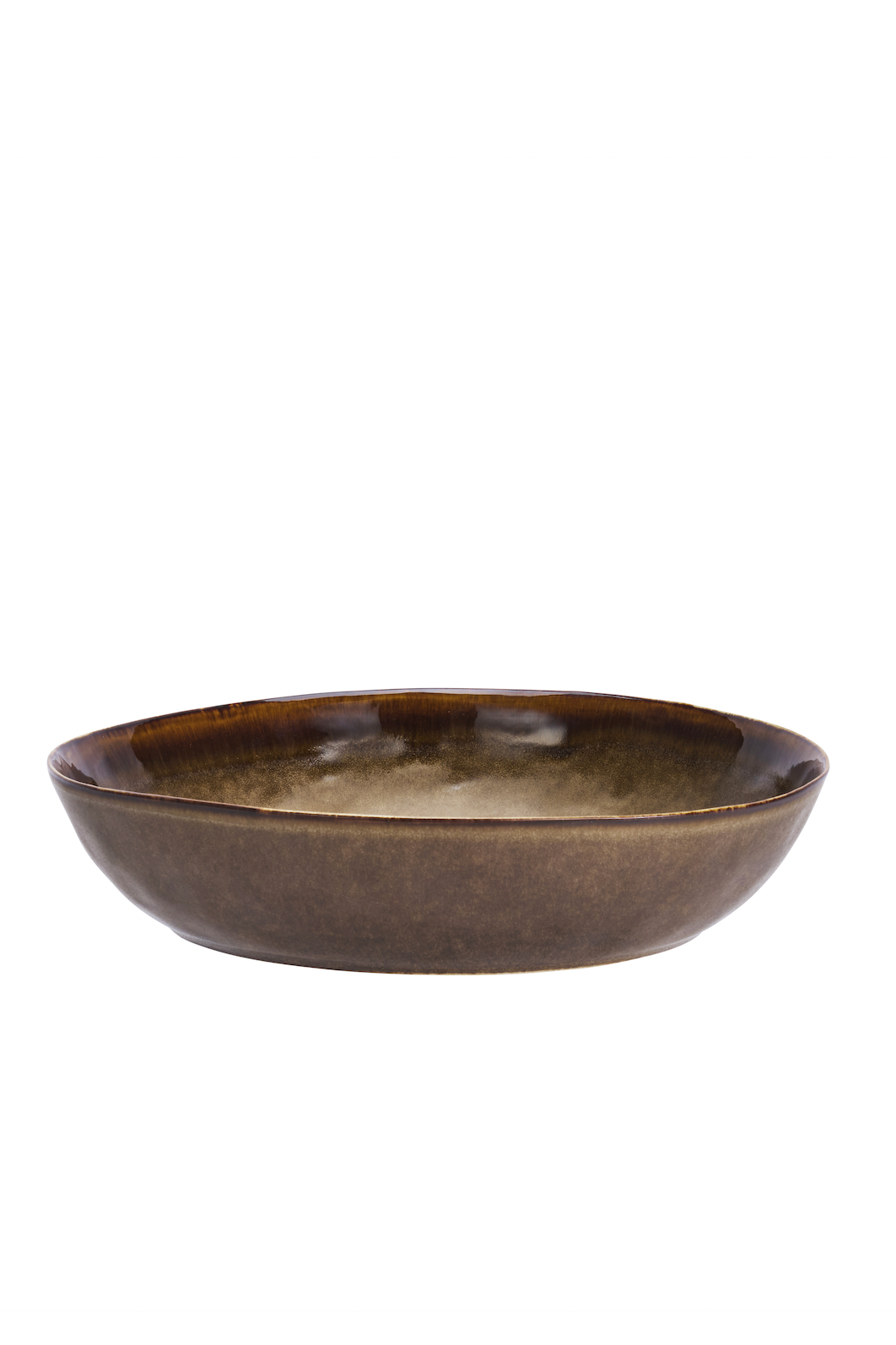 Bronze-colored ceramic bowl on a white background