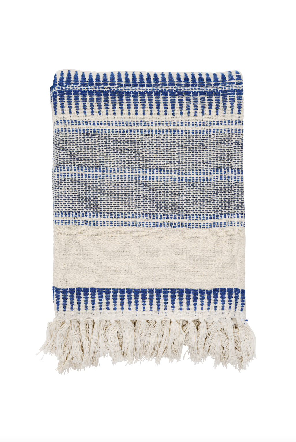 Madam Stoltz Recycled Cotton Throw - Blue, Off White, Grey