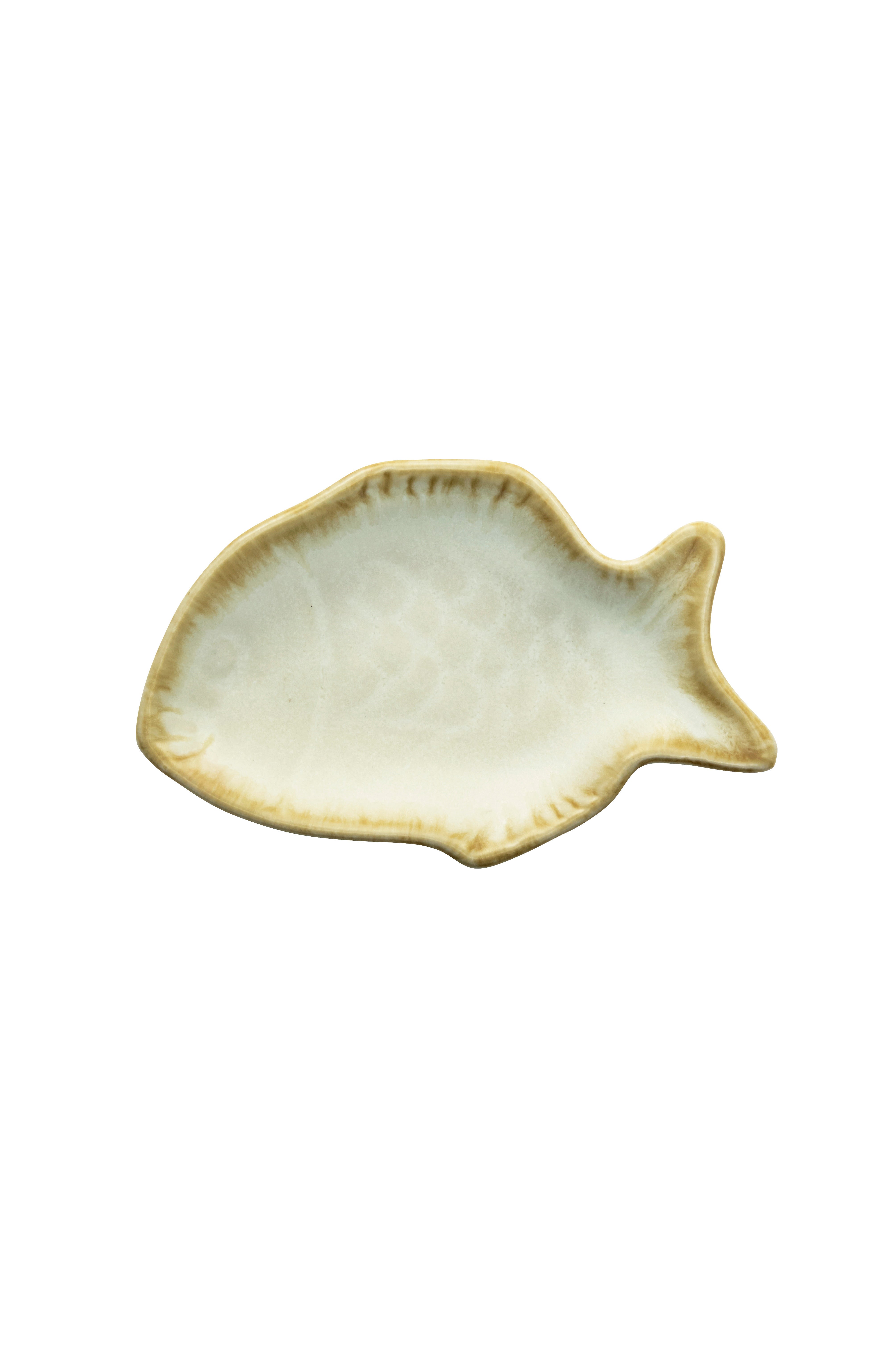 Madam Stoltz Off White Stoneware Fish Tray