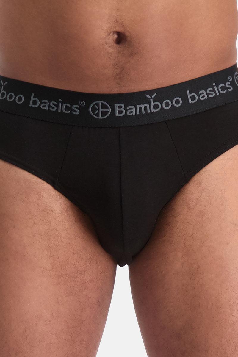 Black men's underwear with Bamboo Basics waistband on a white background