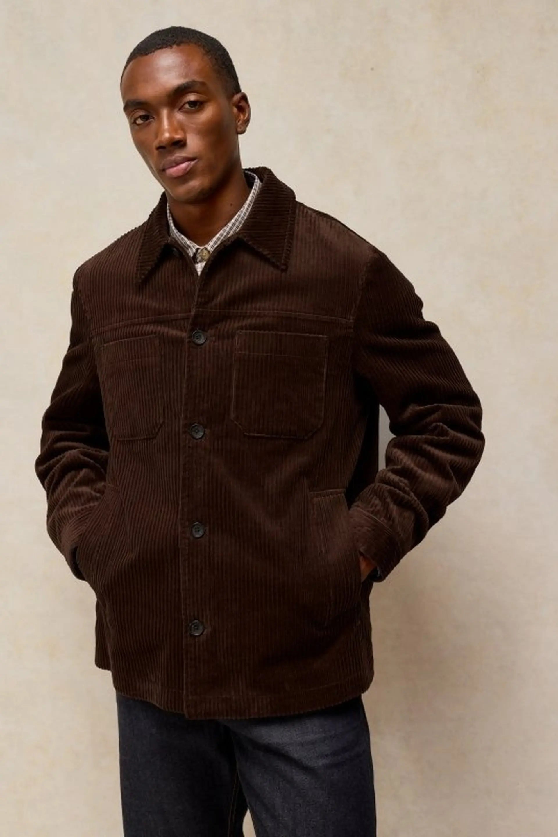 White Stuff Crosby Men’s Cord Jacket – Dark Brown