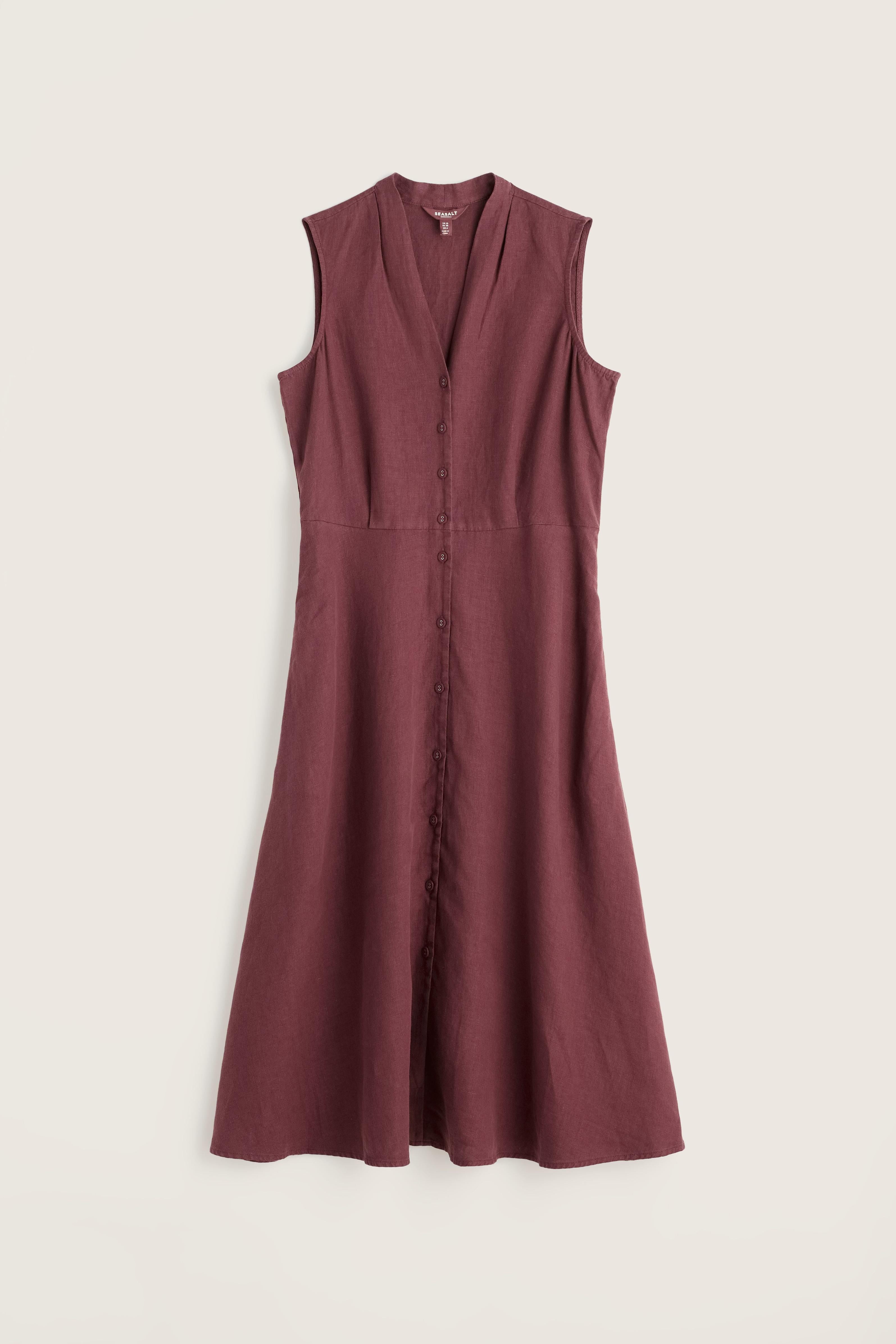 Seasalt Sleeveless Carved Wood Dress in Cacao