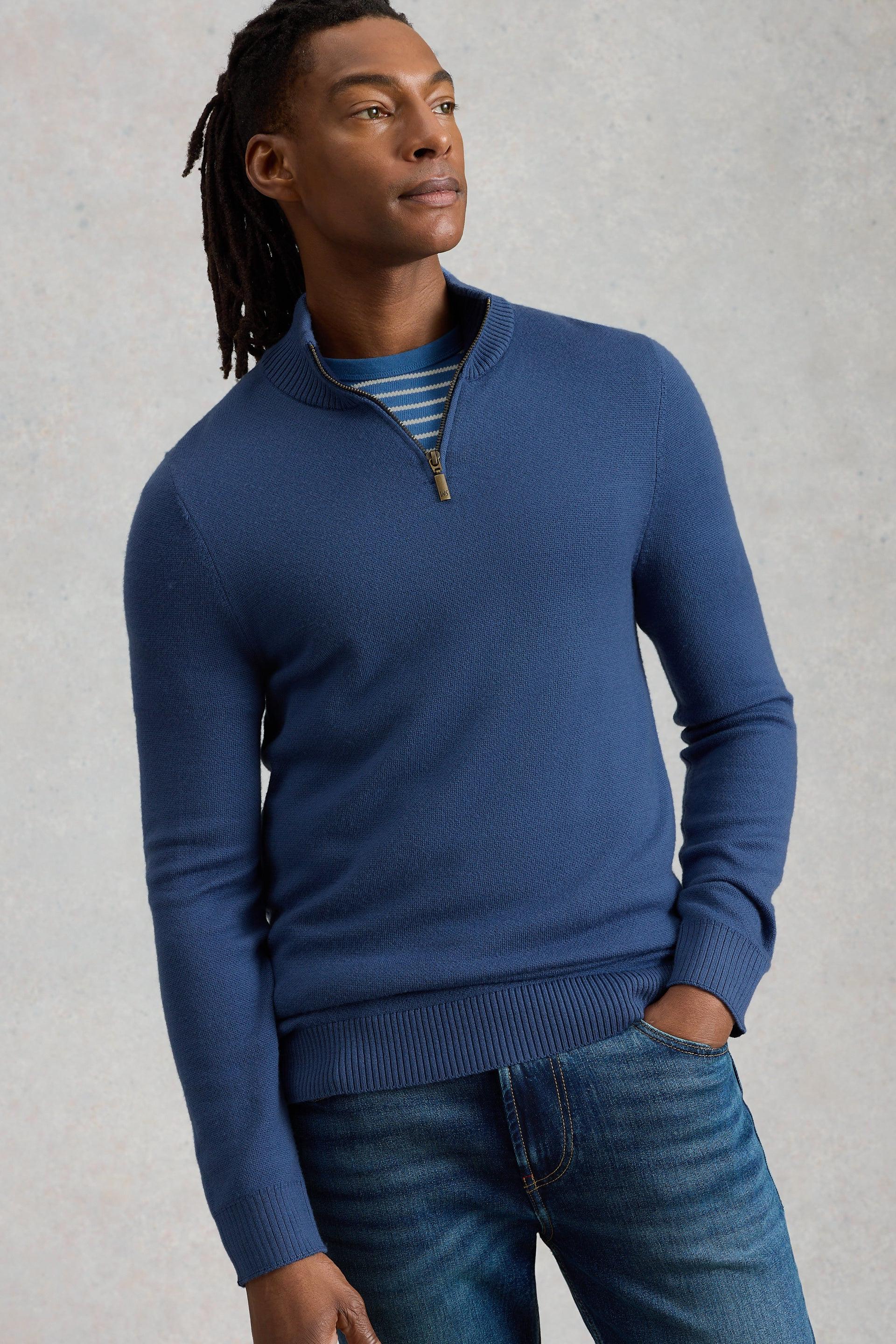White Stuff Mid Blue Newport Merino Funnel Neck