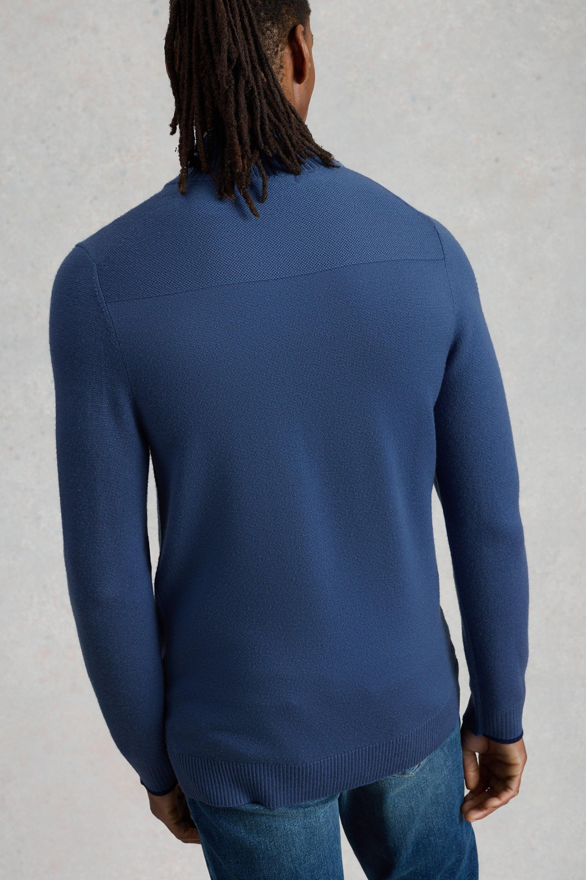 White Stuff Mid Blue Newport Merino Funnel Neck