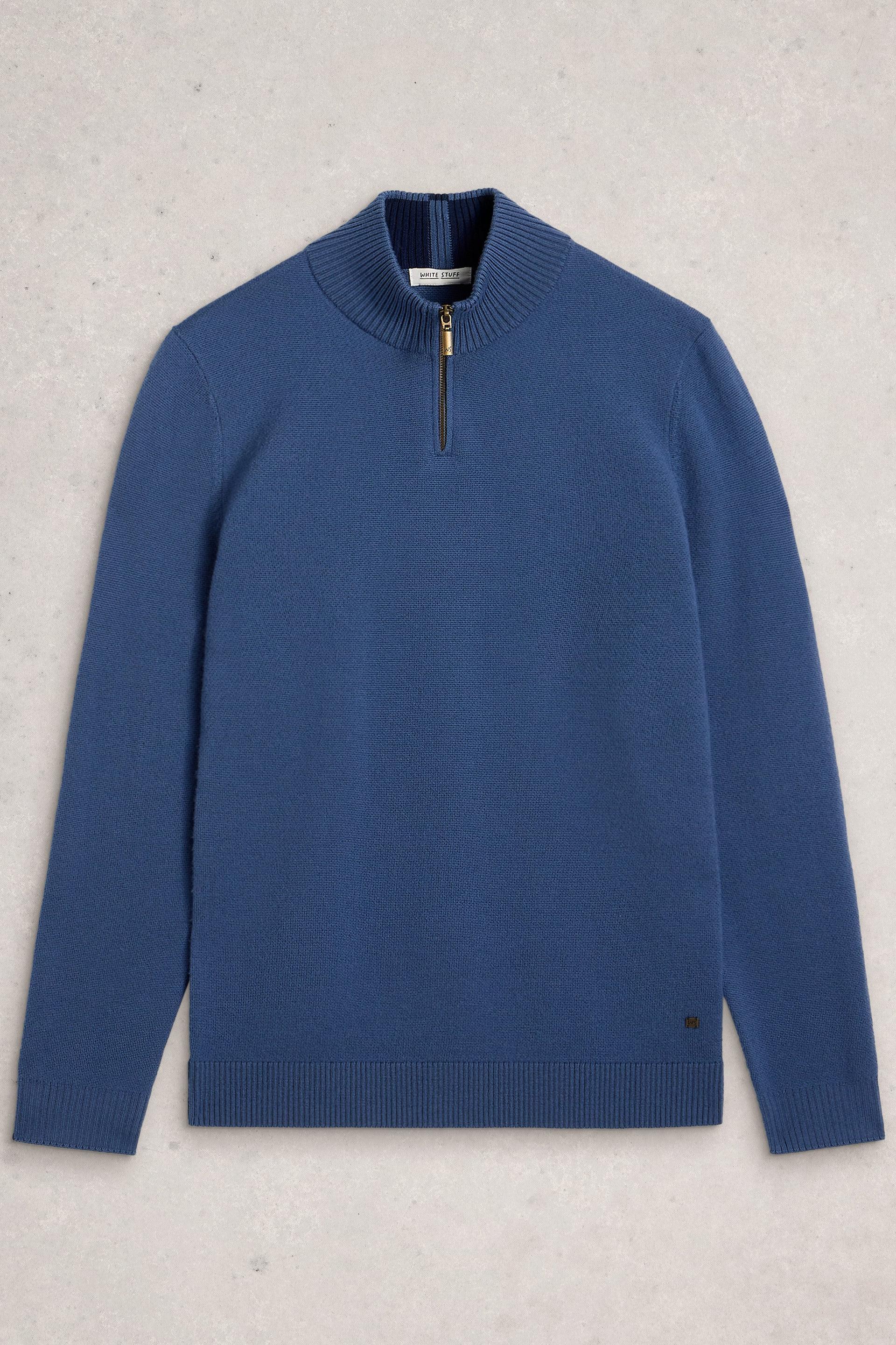 White Stuff Mid Blue Newport Merino Funnel Neck