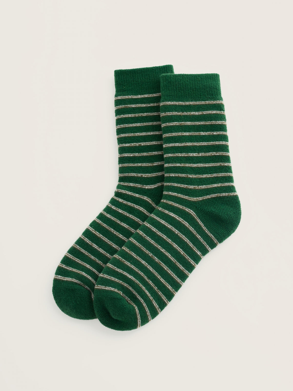 A pair of green striped Seasalt Cornwall cosy socks for men, perfect as Christmas stocking stuffers.
