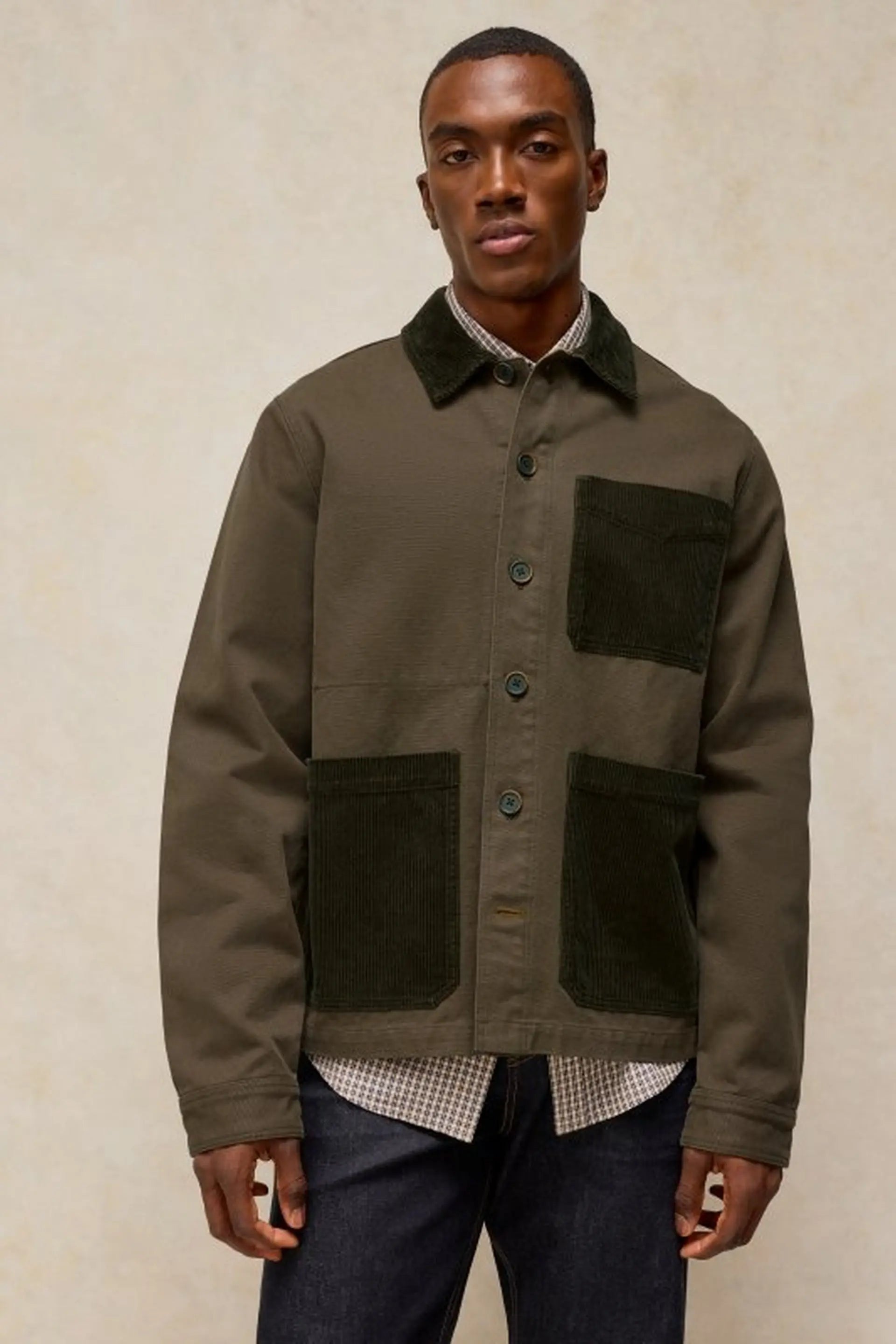 White Stuff Westgate Cord Mix Jacket - Khaki Green