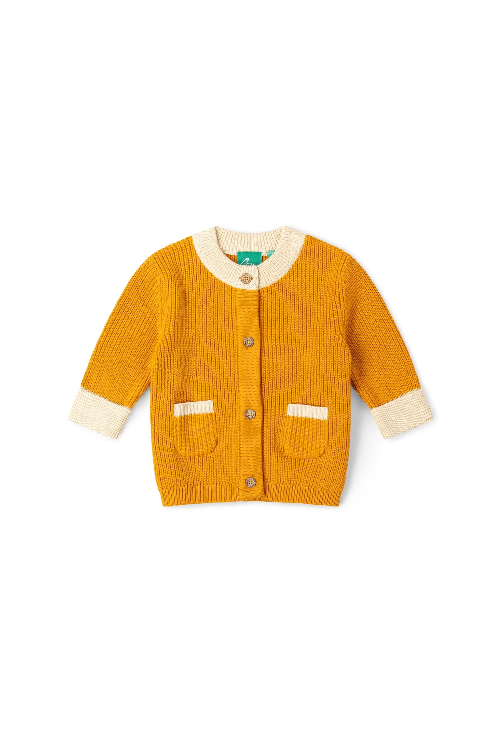Little Green Radicals Golden Ochre Snuggly Knitted Cardigan