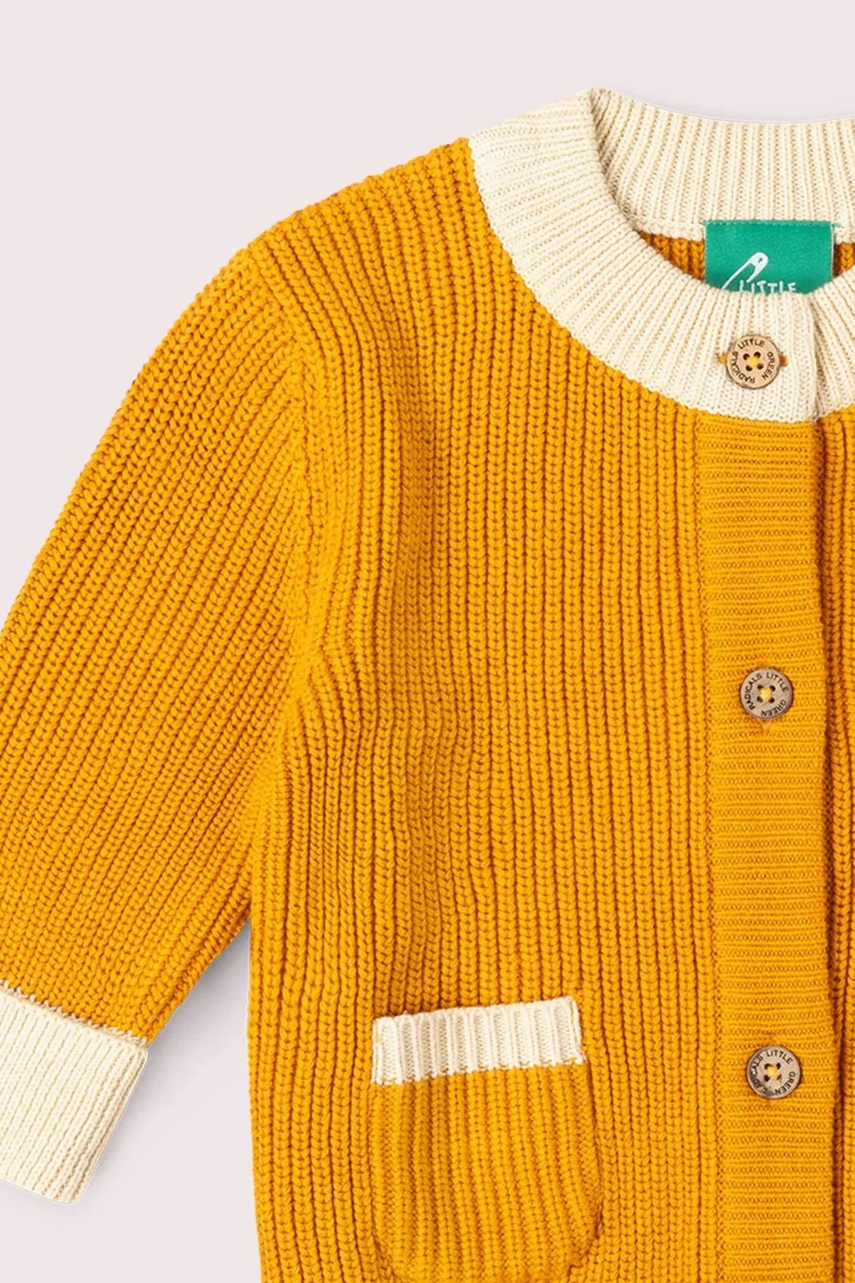 Little Green Radicals Golden Ochre Snuggly Knitted Cardigan