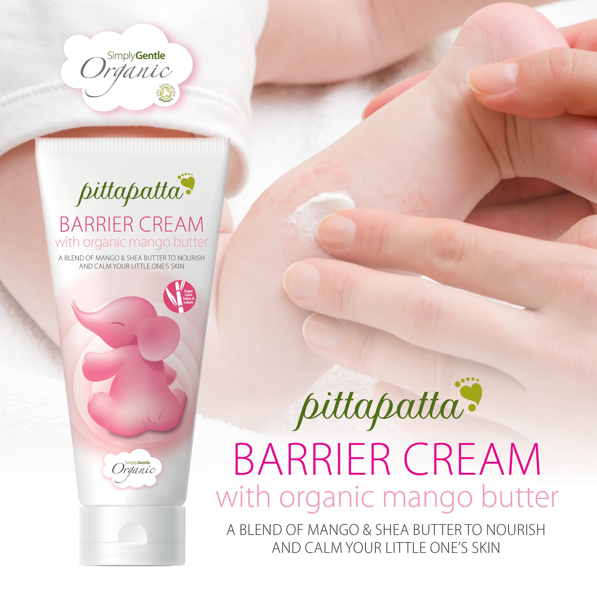 Pittapatta Barrier Cream with organic mango butter on a white background