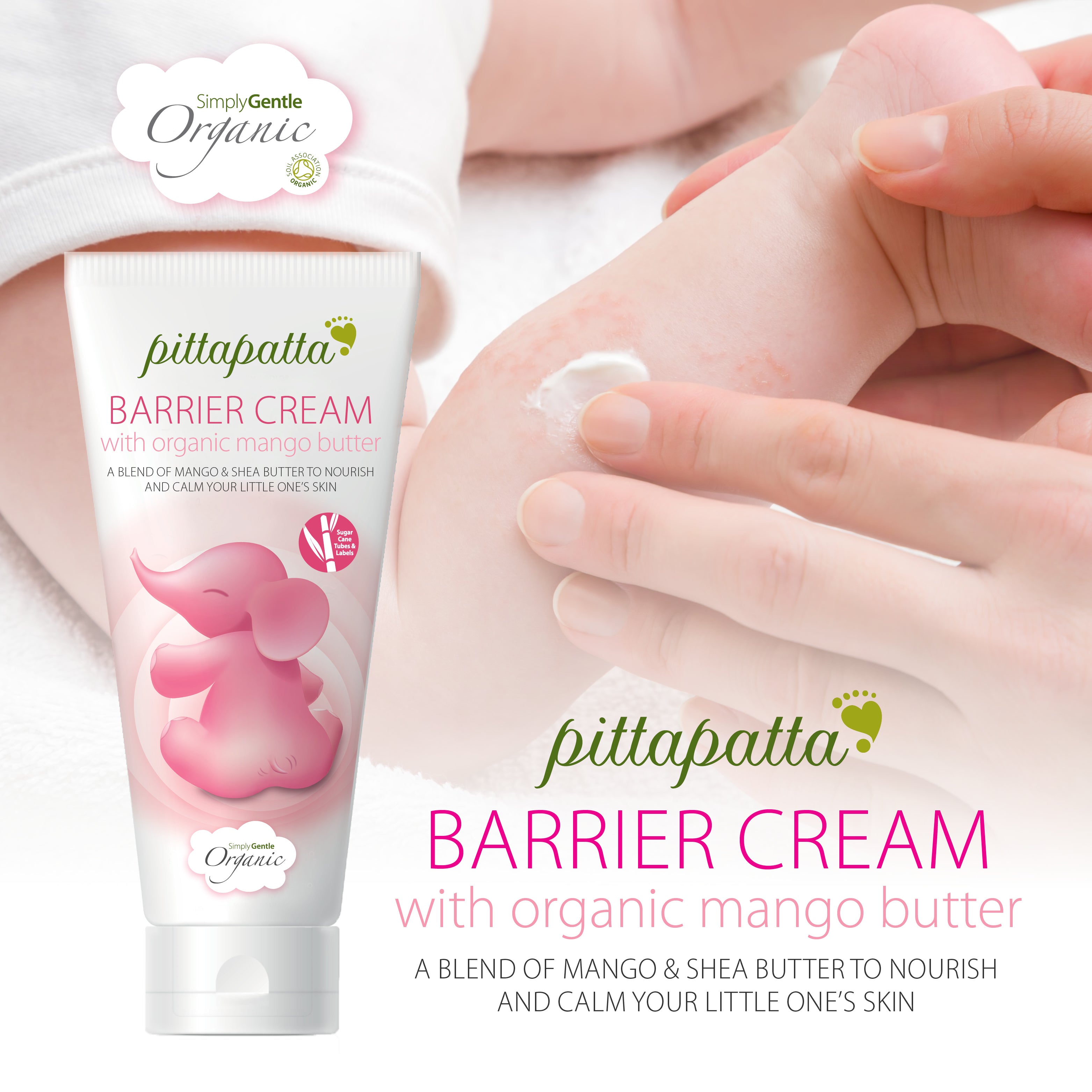 Pittapatta Barrier Cream with organic mango butter on a white background