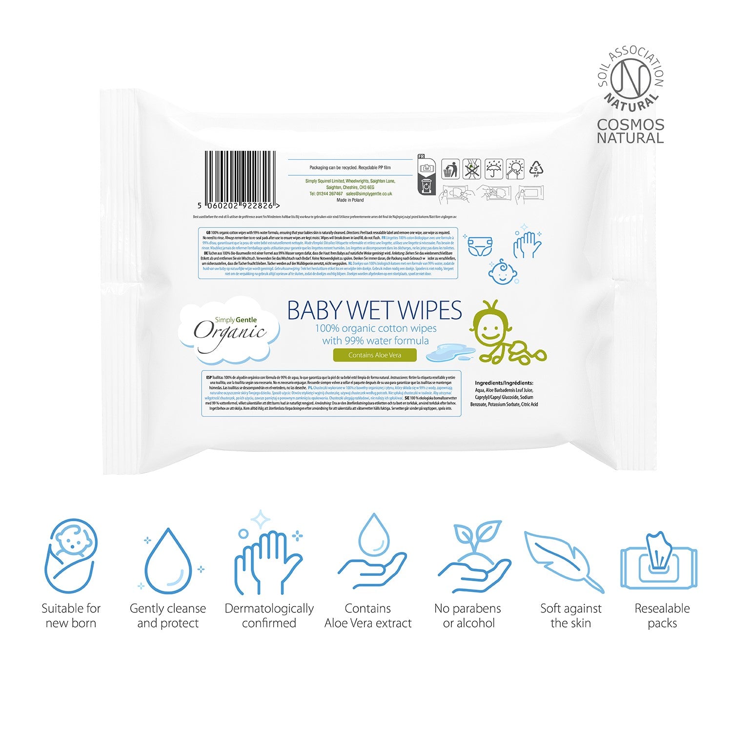 Simply Gentle Organic Baby Water Wipes (52)