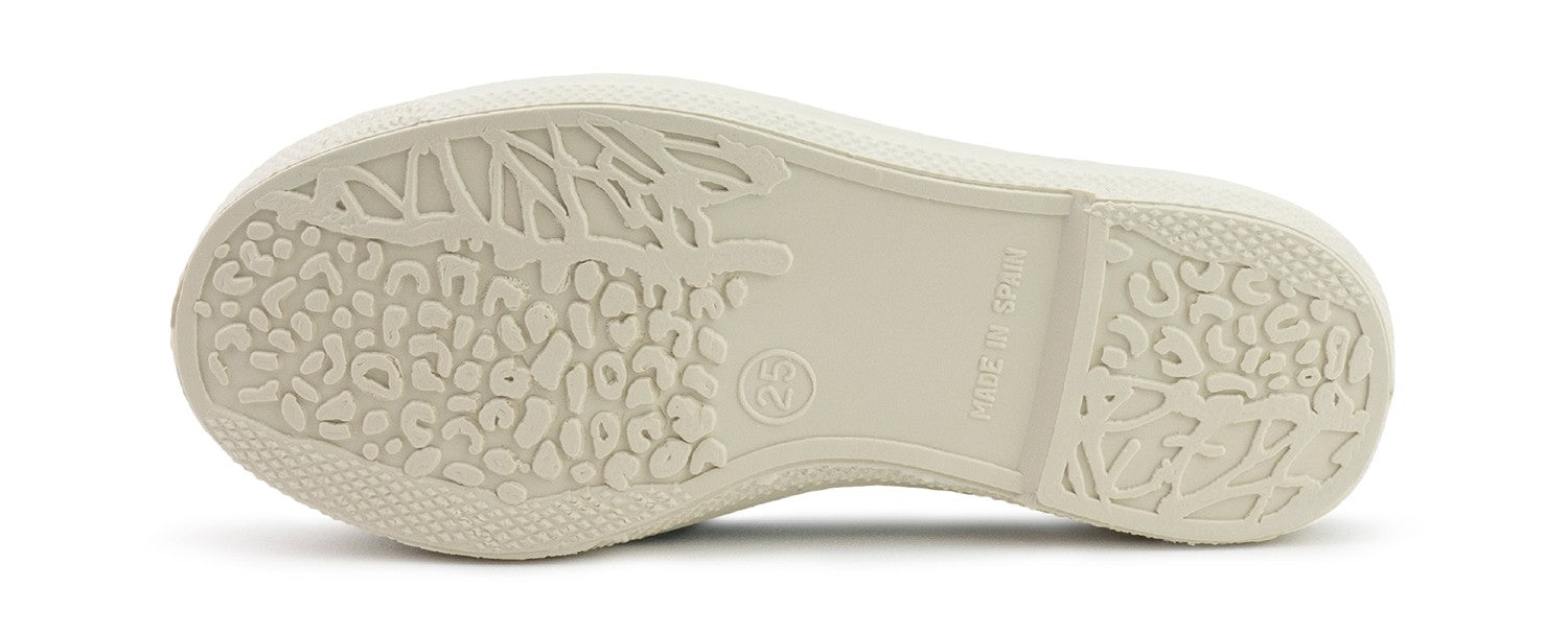 White shoe sole with tread pattern on a white background