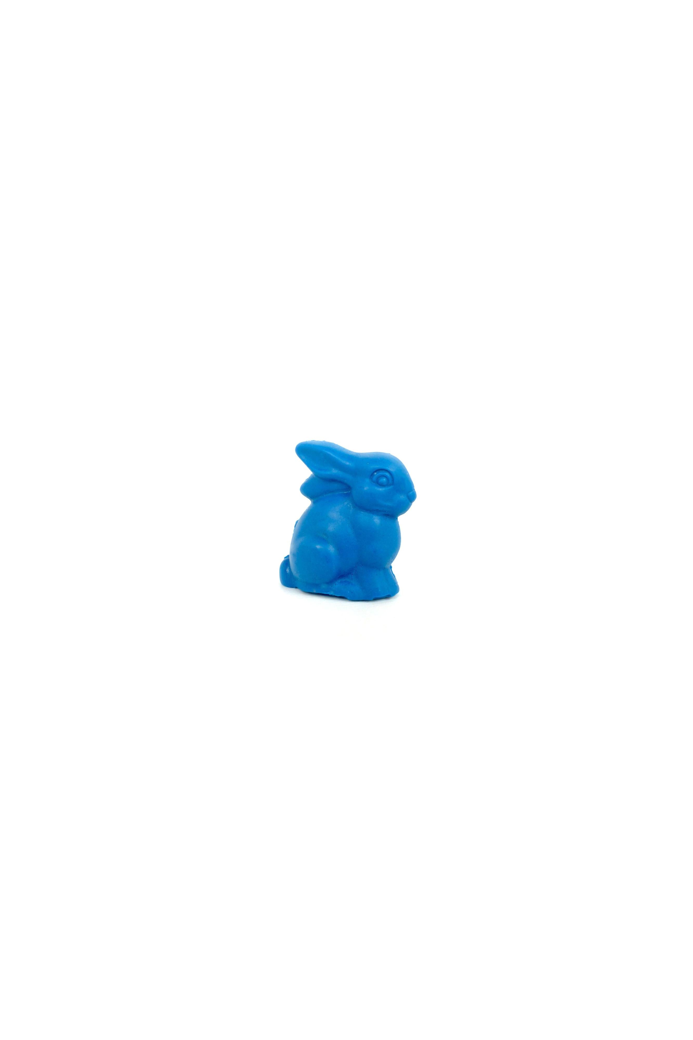 Blue bunny crayon on a white background