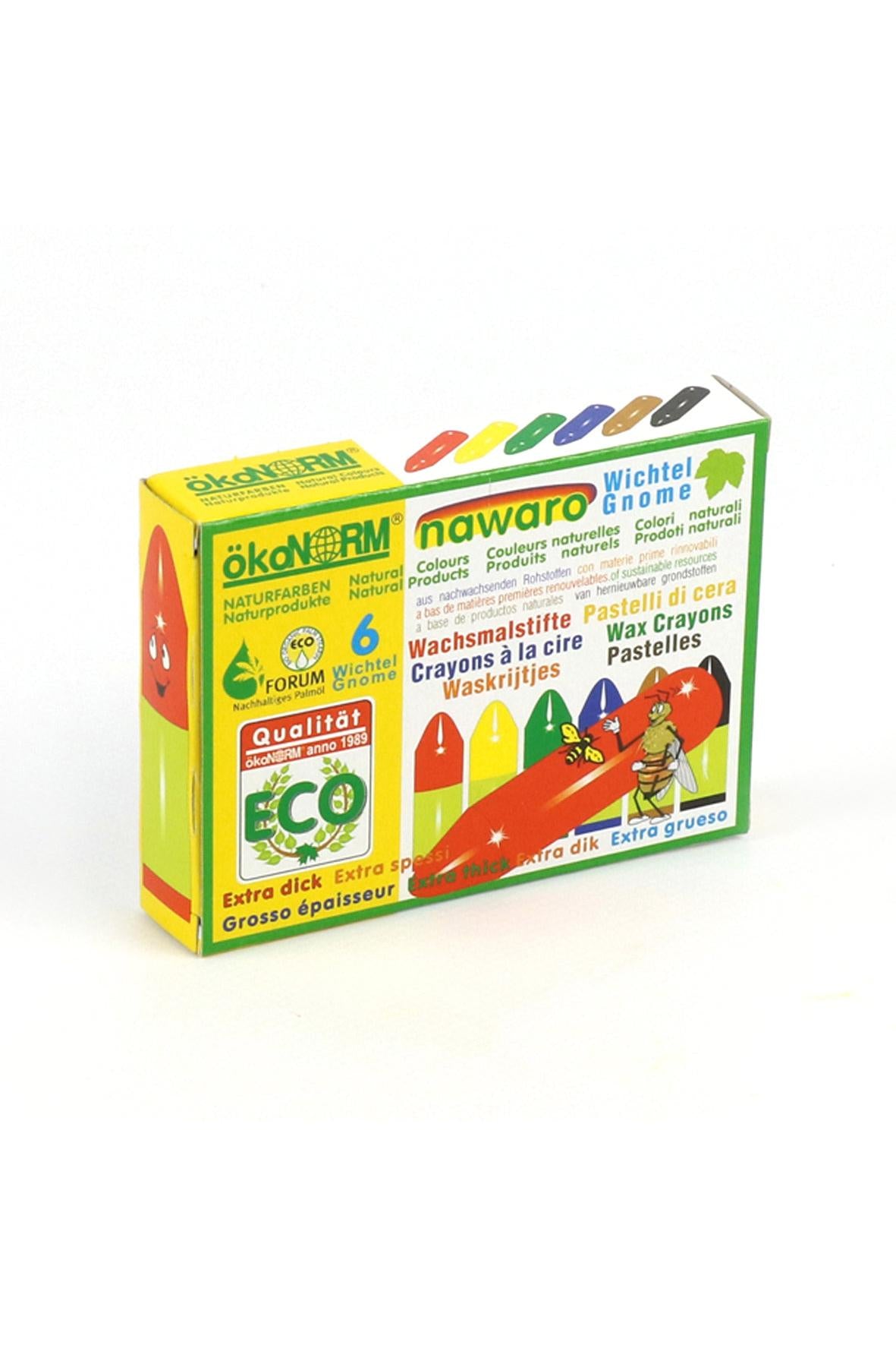 Box of wax crayons on a white background