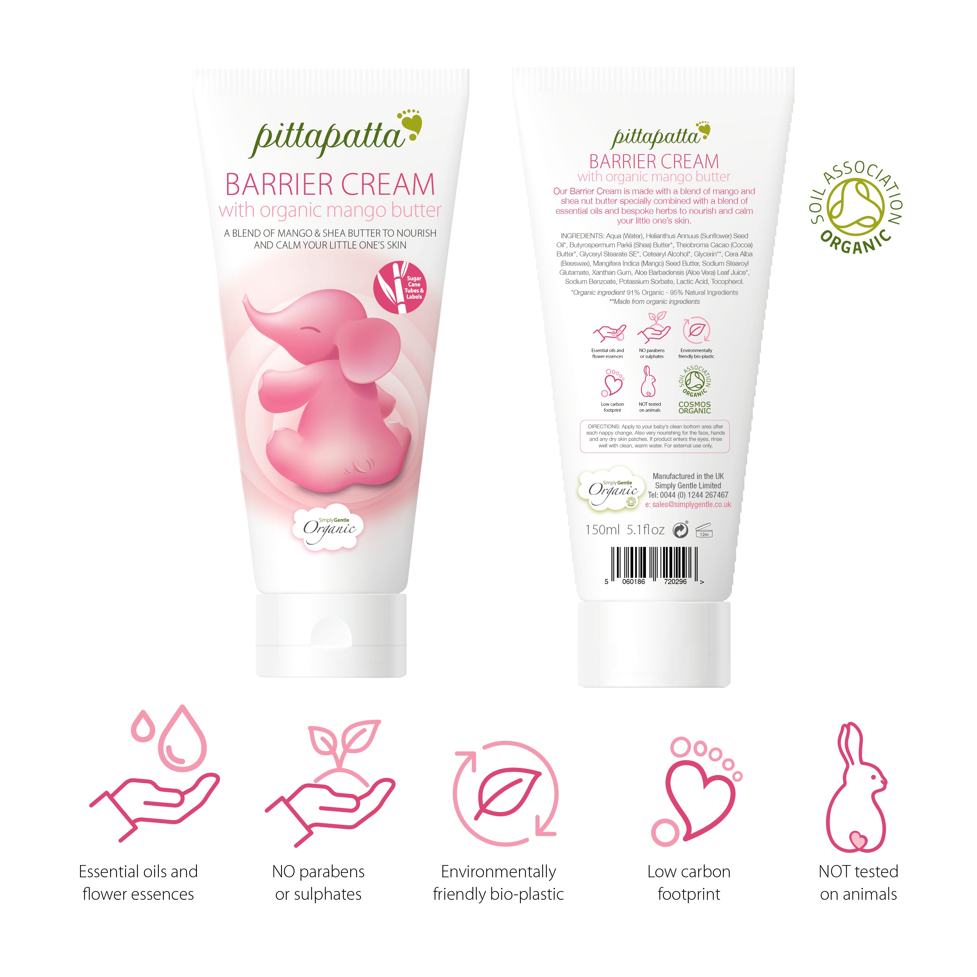 Barrier cream packaging with branding and product details on a white background