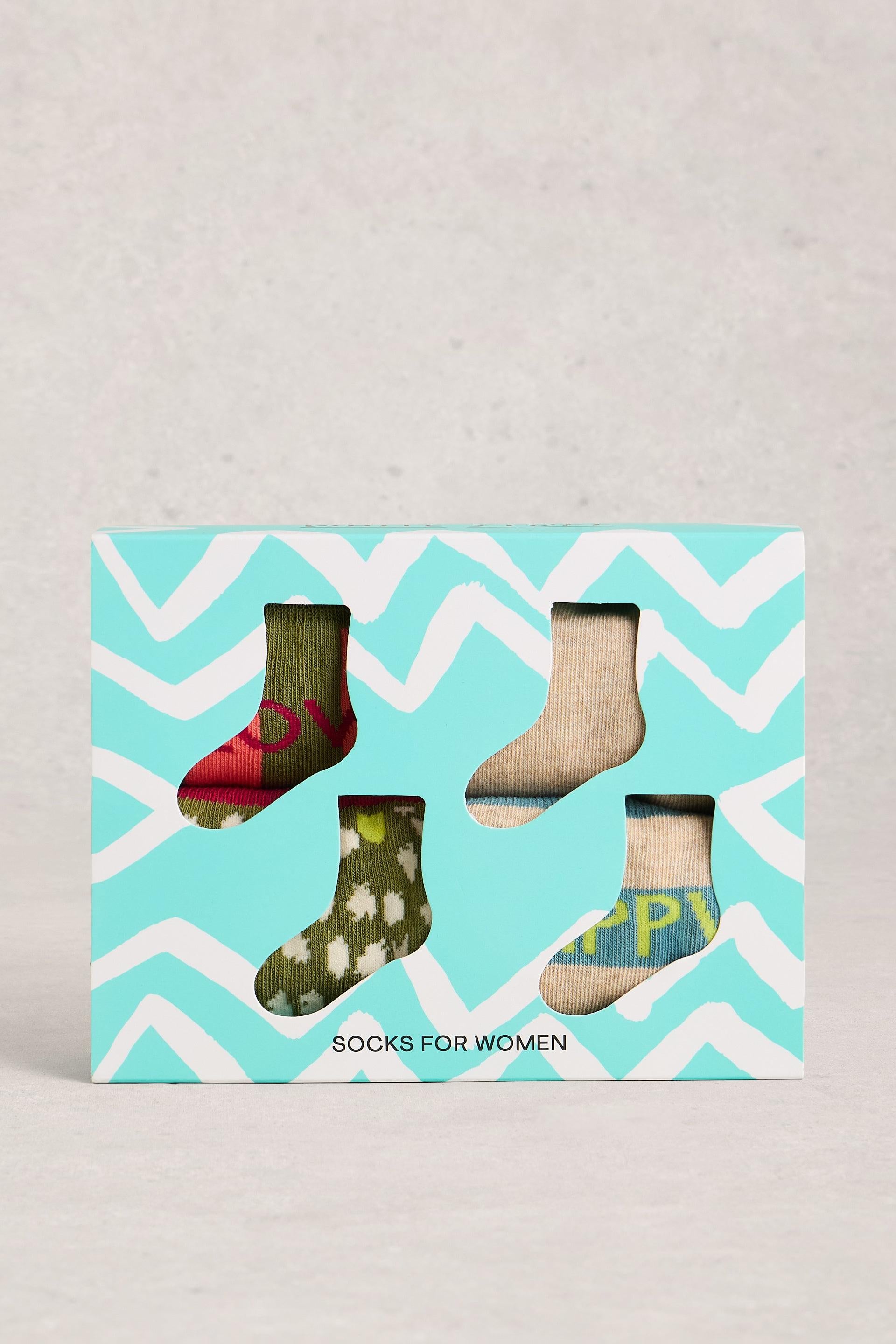White Stuff 4PK Pop Block Ankle Socks