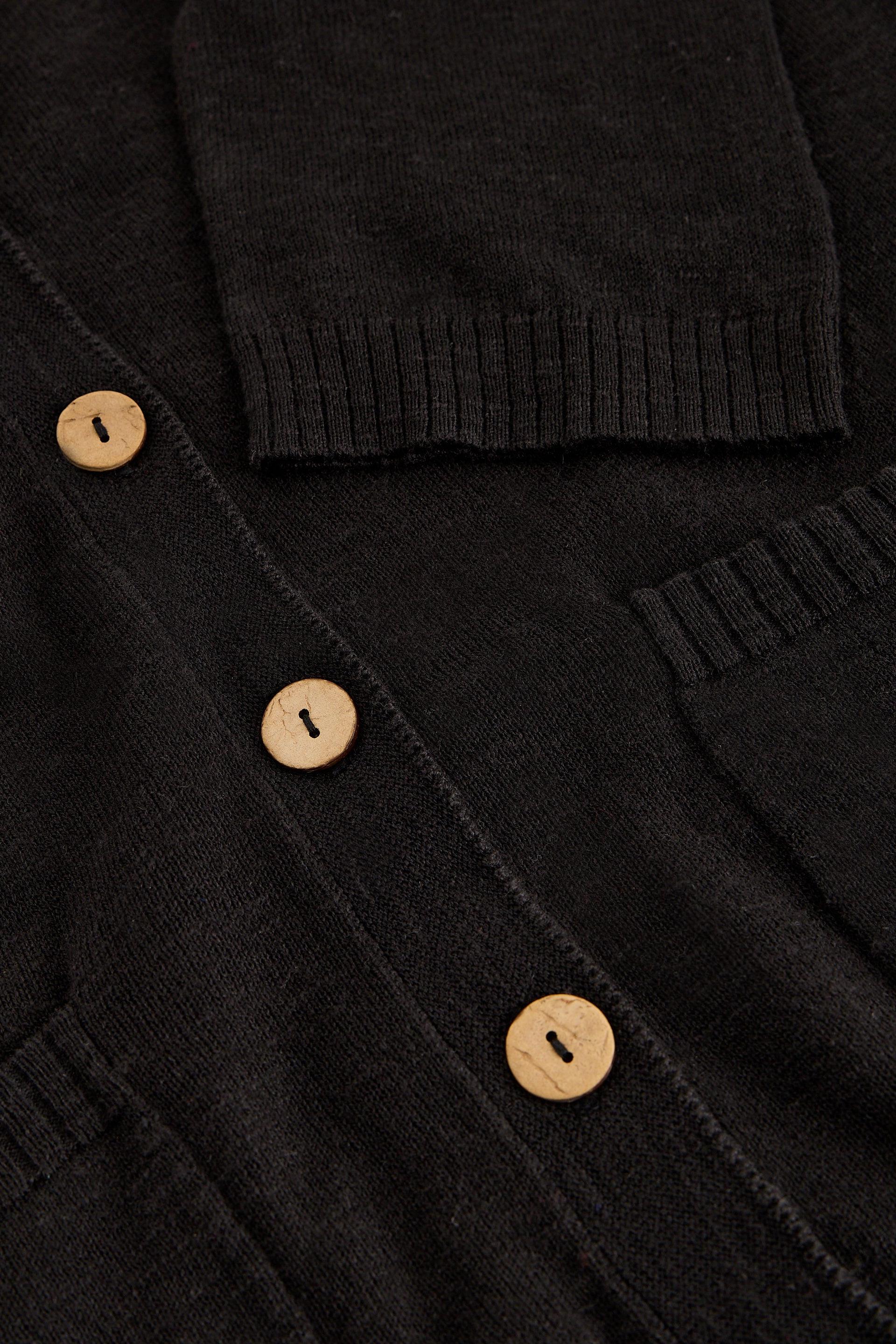 White Stuff Nova Linen Blend Pure Black Cardigan
