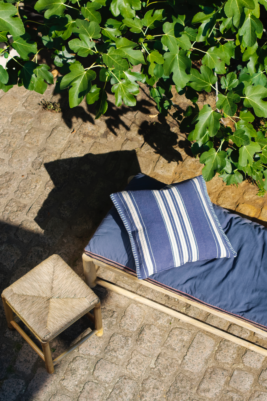 Madam Stoltz Navy White Striped Cushion Cover