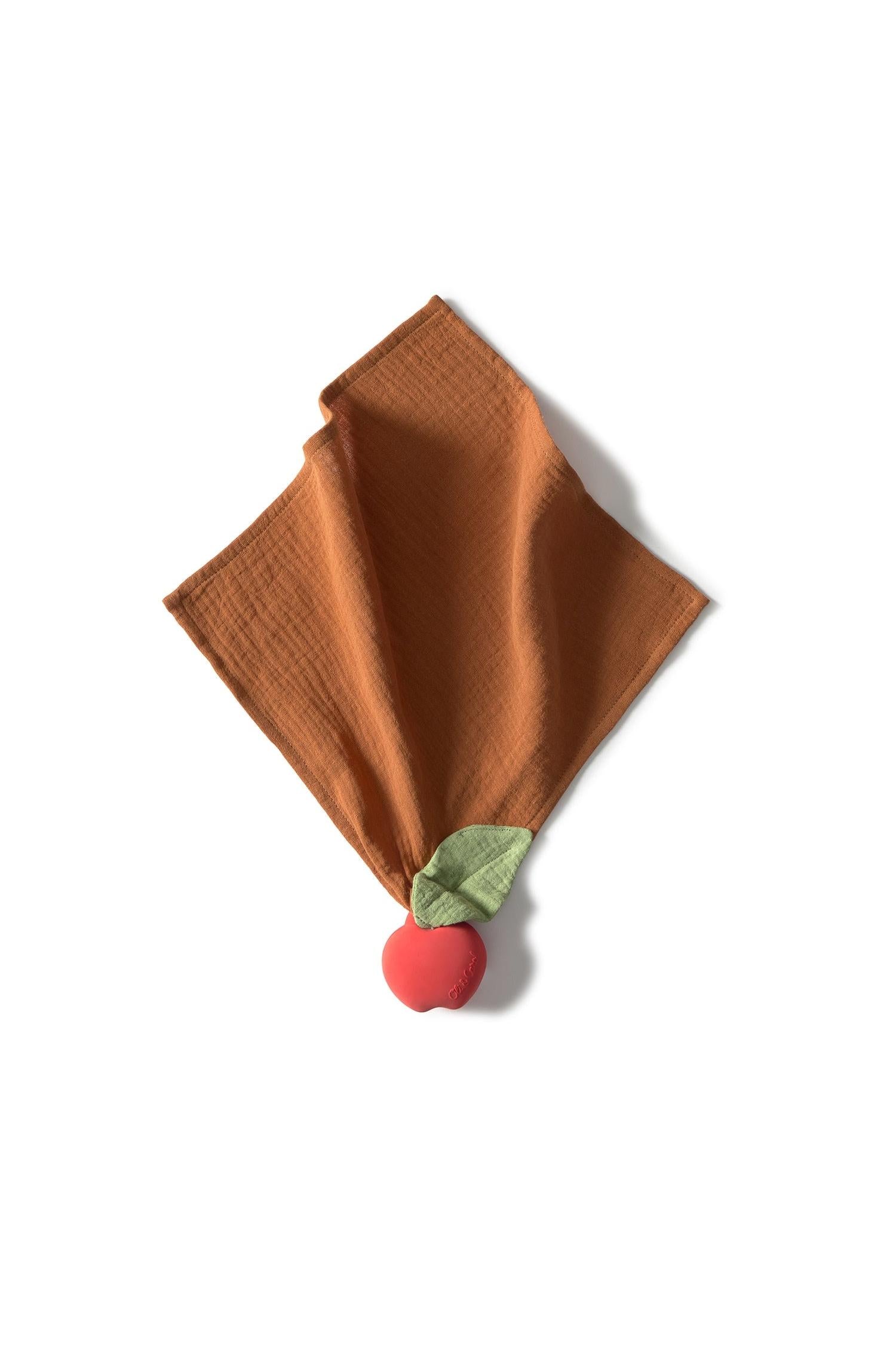 Baby cuddly toy, Pepa the Apple, with soft leaf details and rubber apple element.