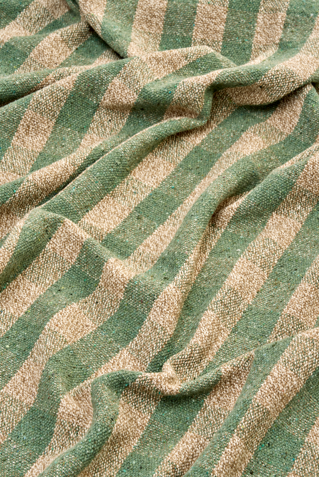 Madam Stoltz Recycled Cotton Green Check Throw