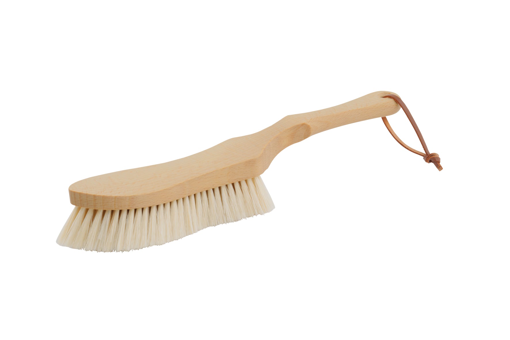 Wooden clothes brush with bristles on a white background