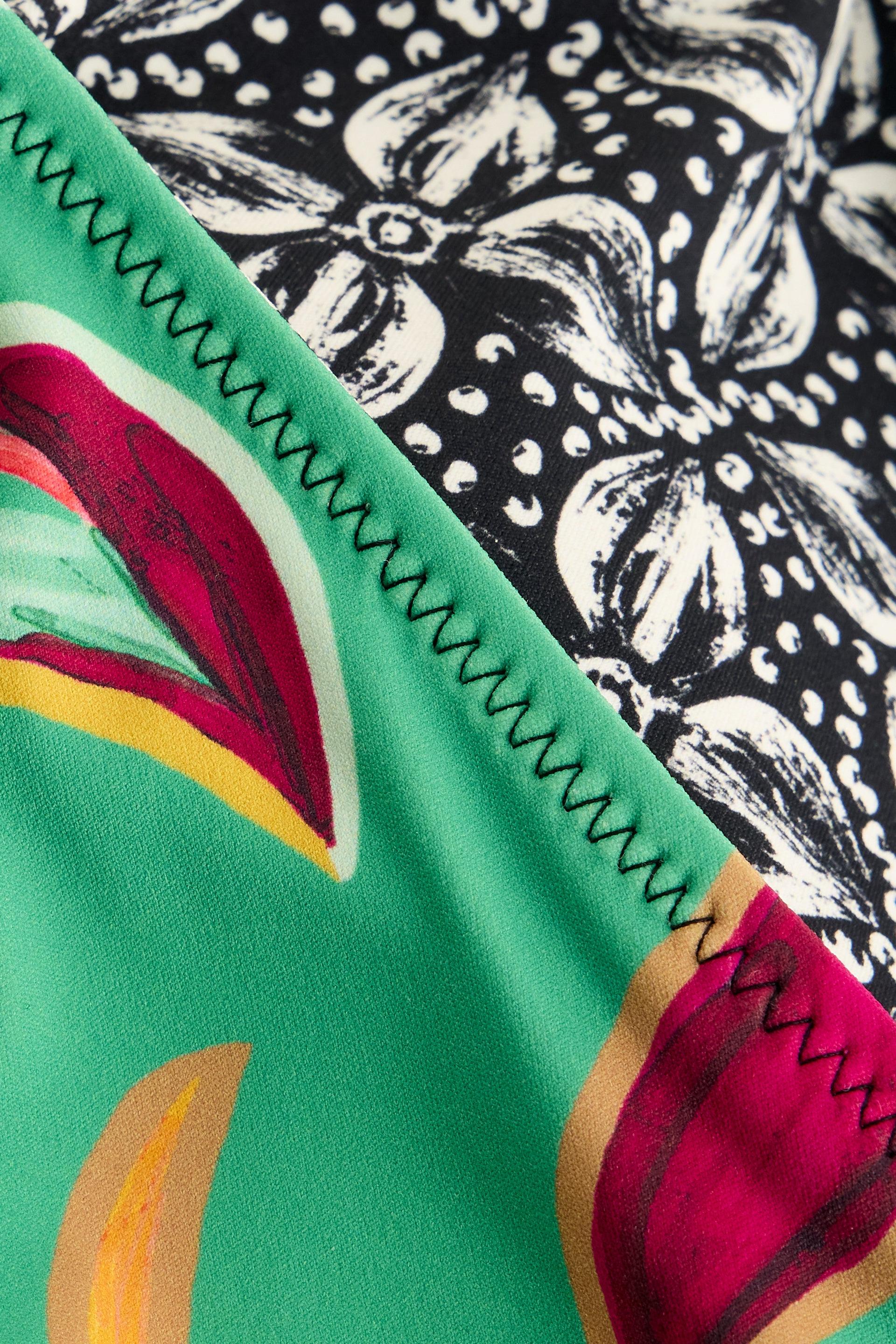 White Stuff Sunshine Reversible Bikini Green Print Top