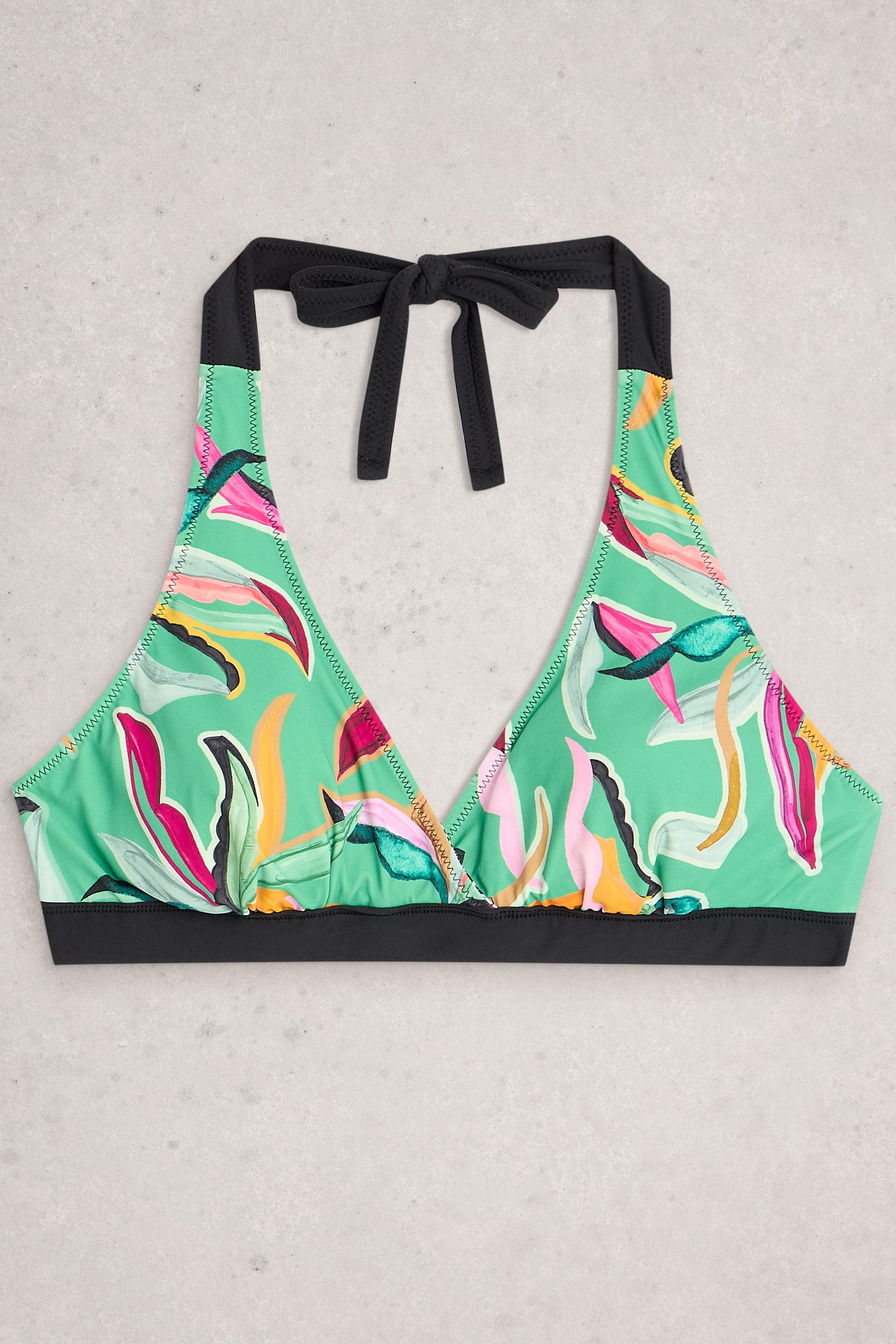 White Stuff Sunshine Reversible Bikini Green Print Top