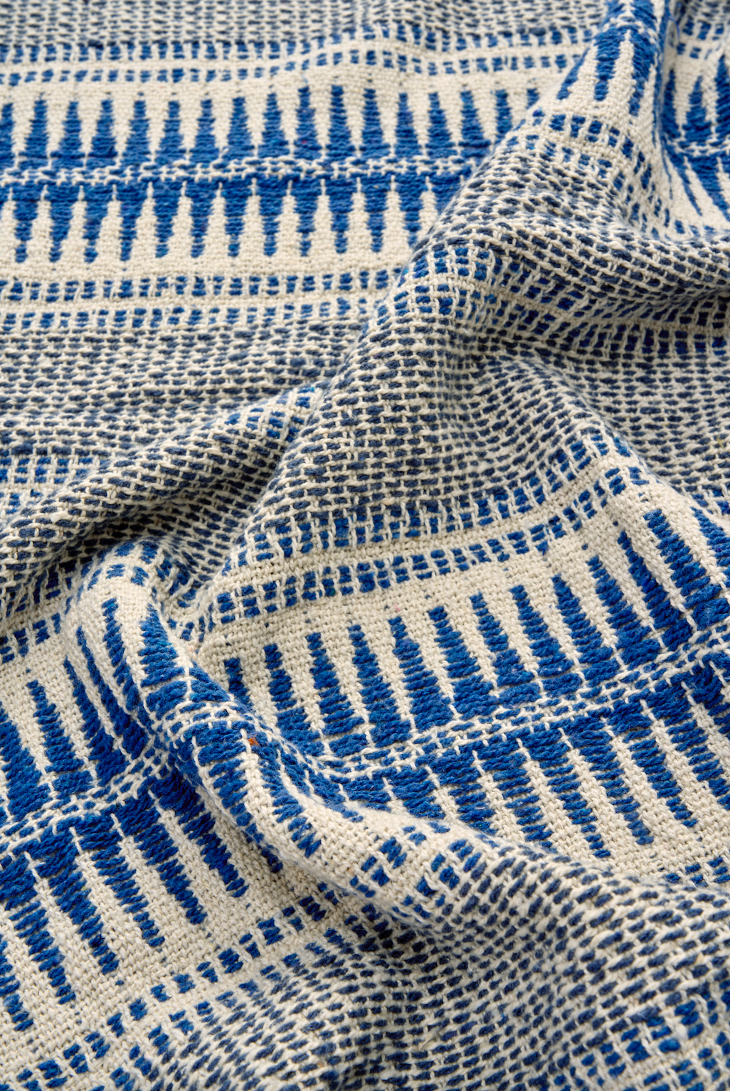 Madam Stoltz Recycled Cotton Throw - Blue, Off White, Grey