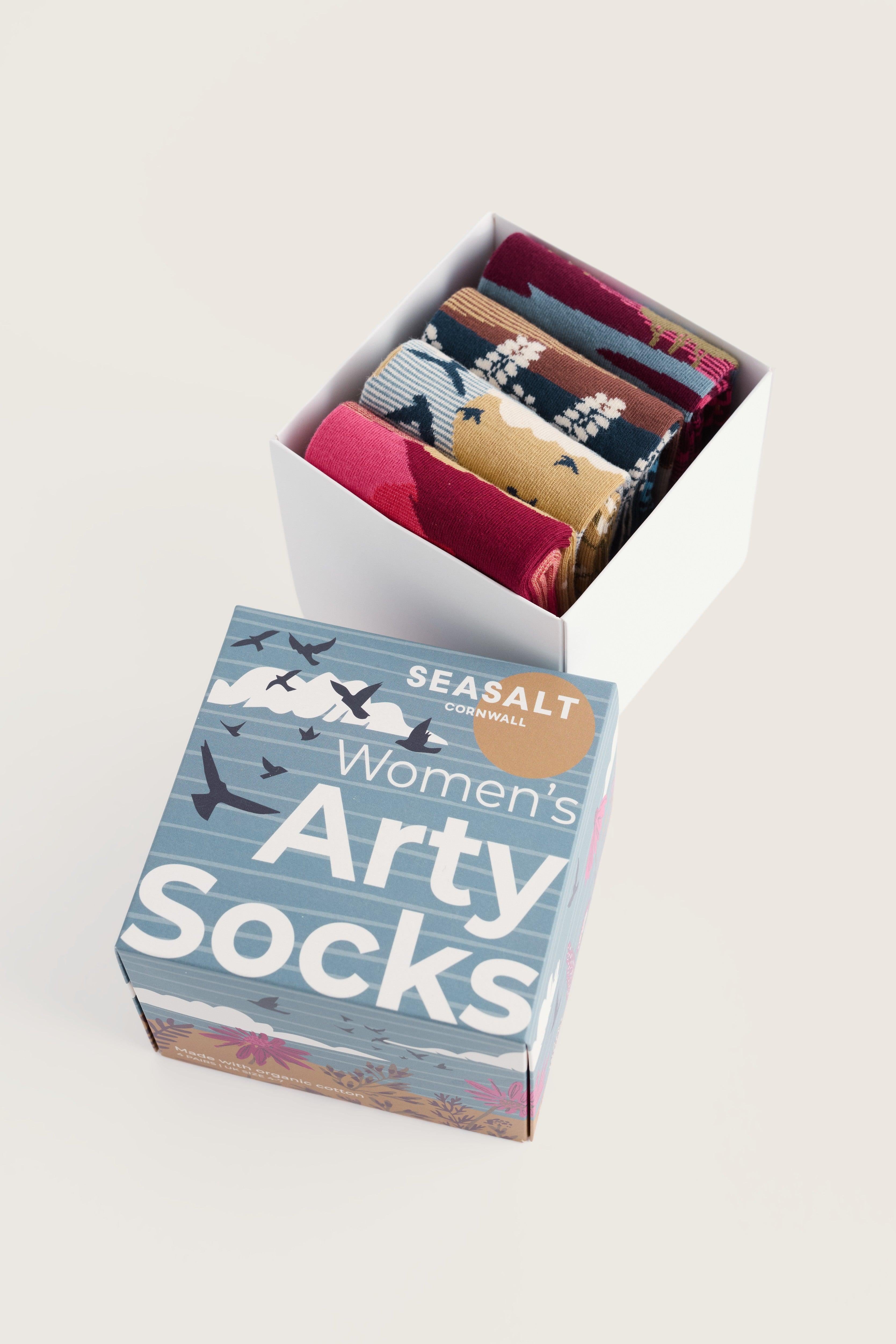 Seasalt Gift Box of 4 Women's Arty Socks Scenic Lovan Mix
