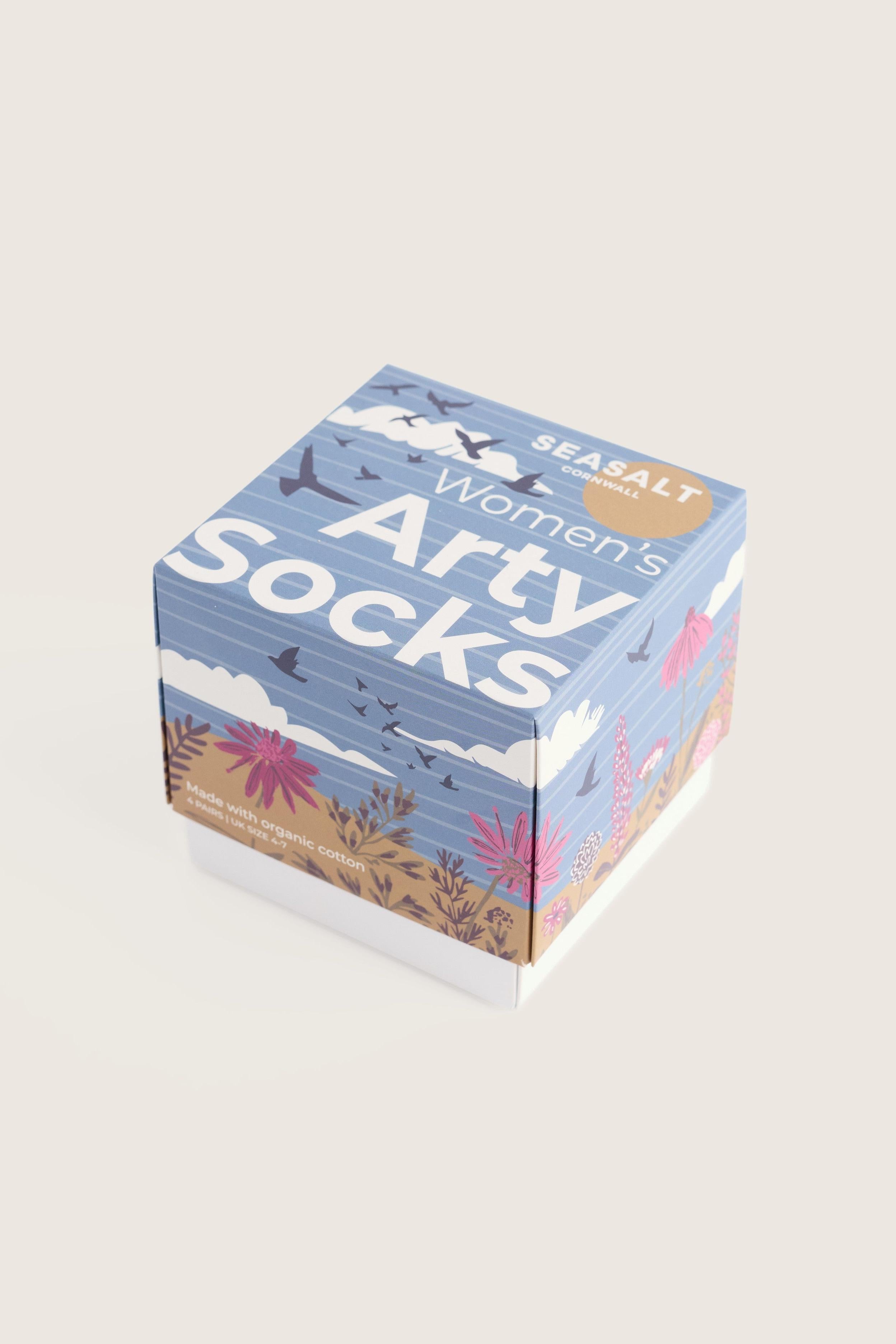 Seasalt Gift Box of 4 Women's Arty Socks Scenic Lovan Mix