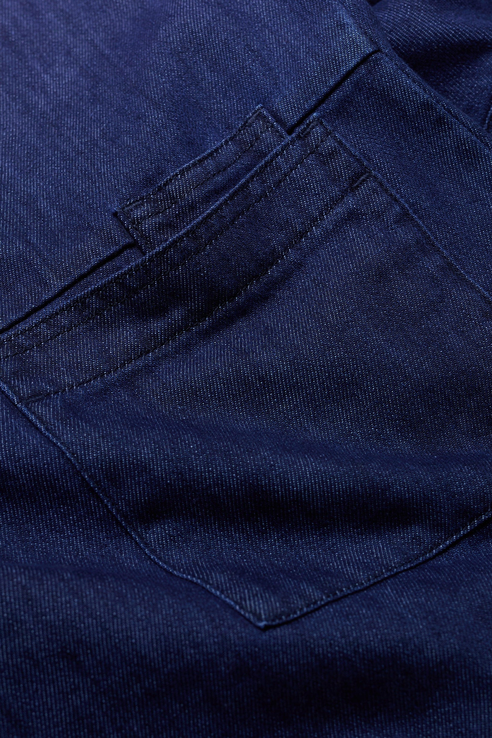 Close-up of a blue denim pocket