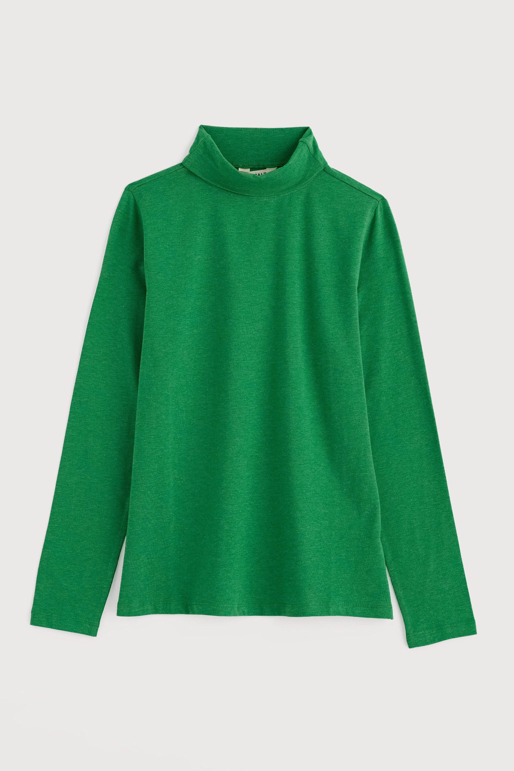 Seasalt Landing Top laid flat showing the roll-neck design in organic cotton stretch fabric.