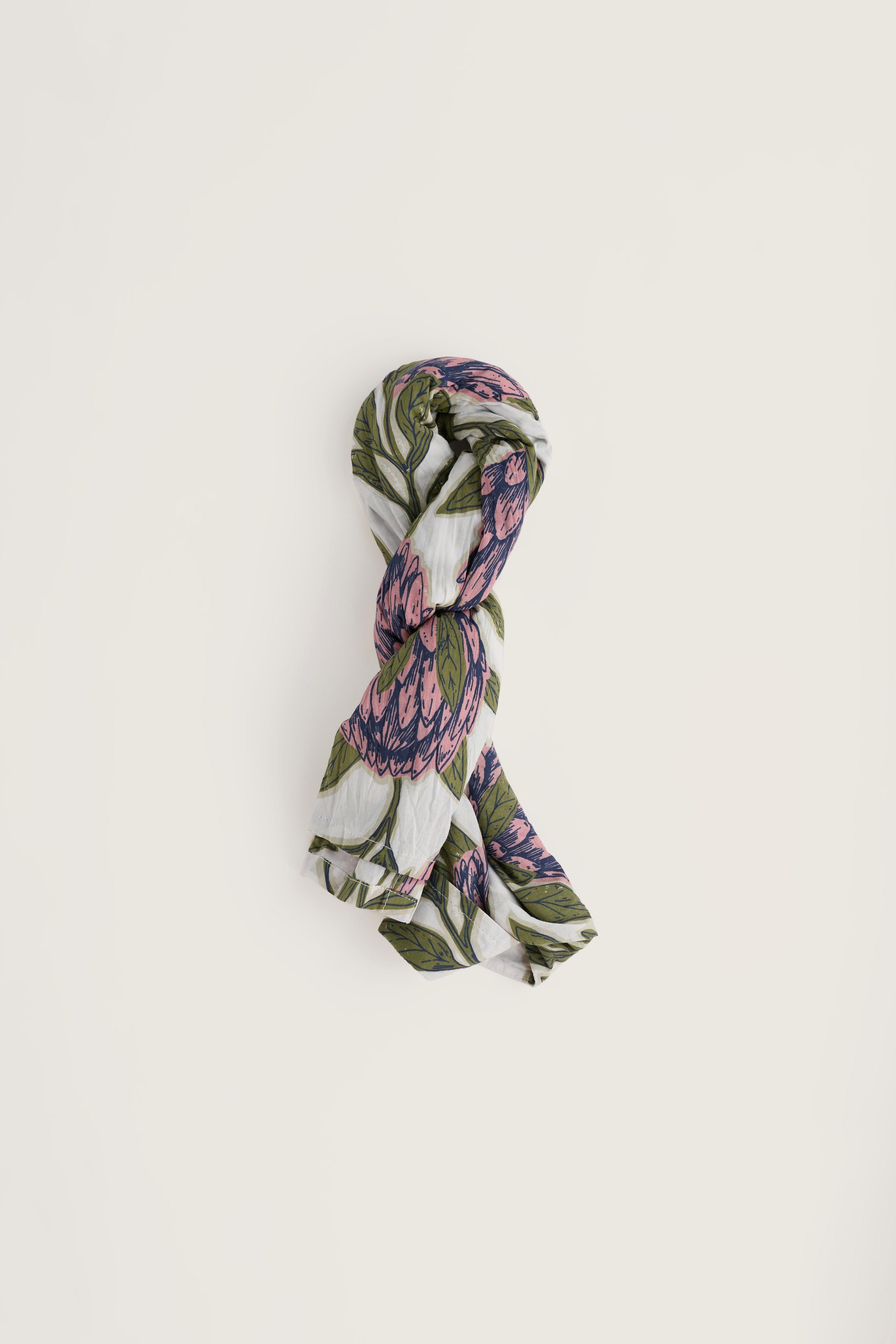 Floral patterned Seasalt larissa shirt crinkled on a white background