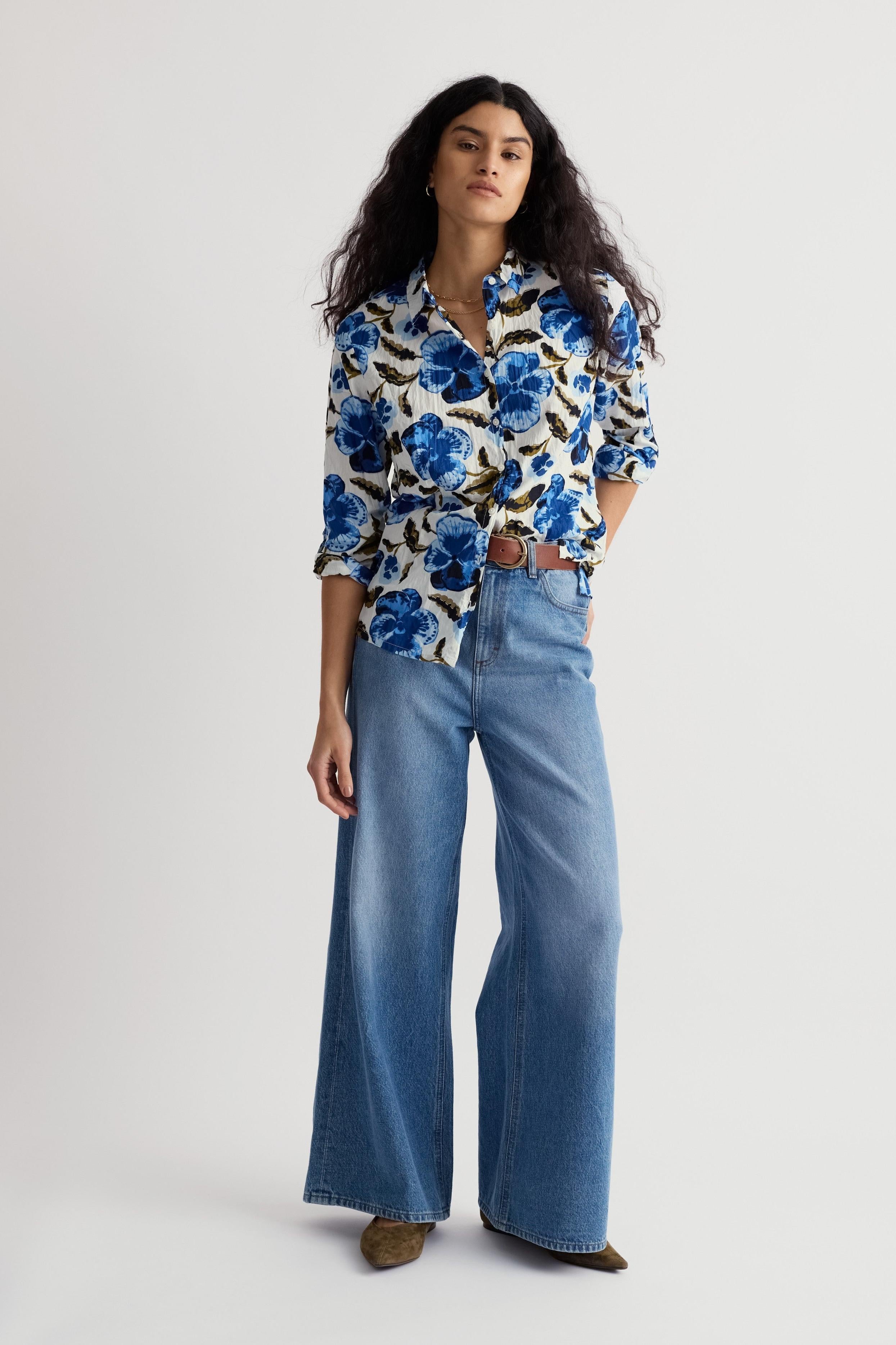 Seasalt Larissa Shirt in Spring Pansy Chalk