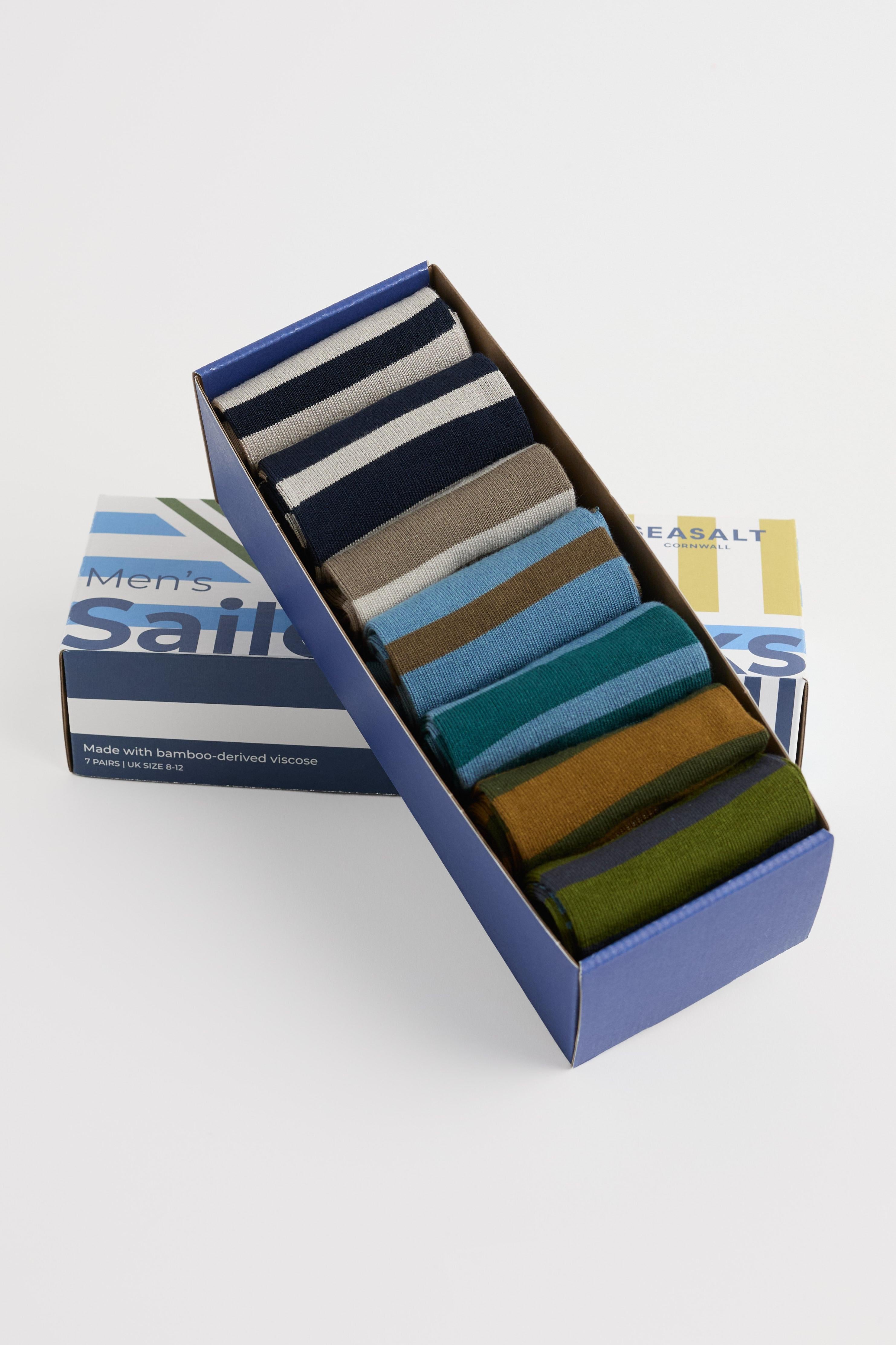 Seasalt Gift Box of 7 Men's Sailor Socks Wennac Mix