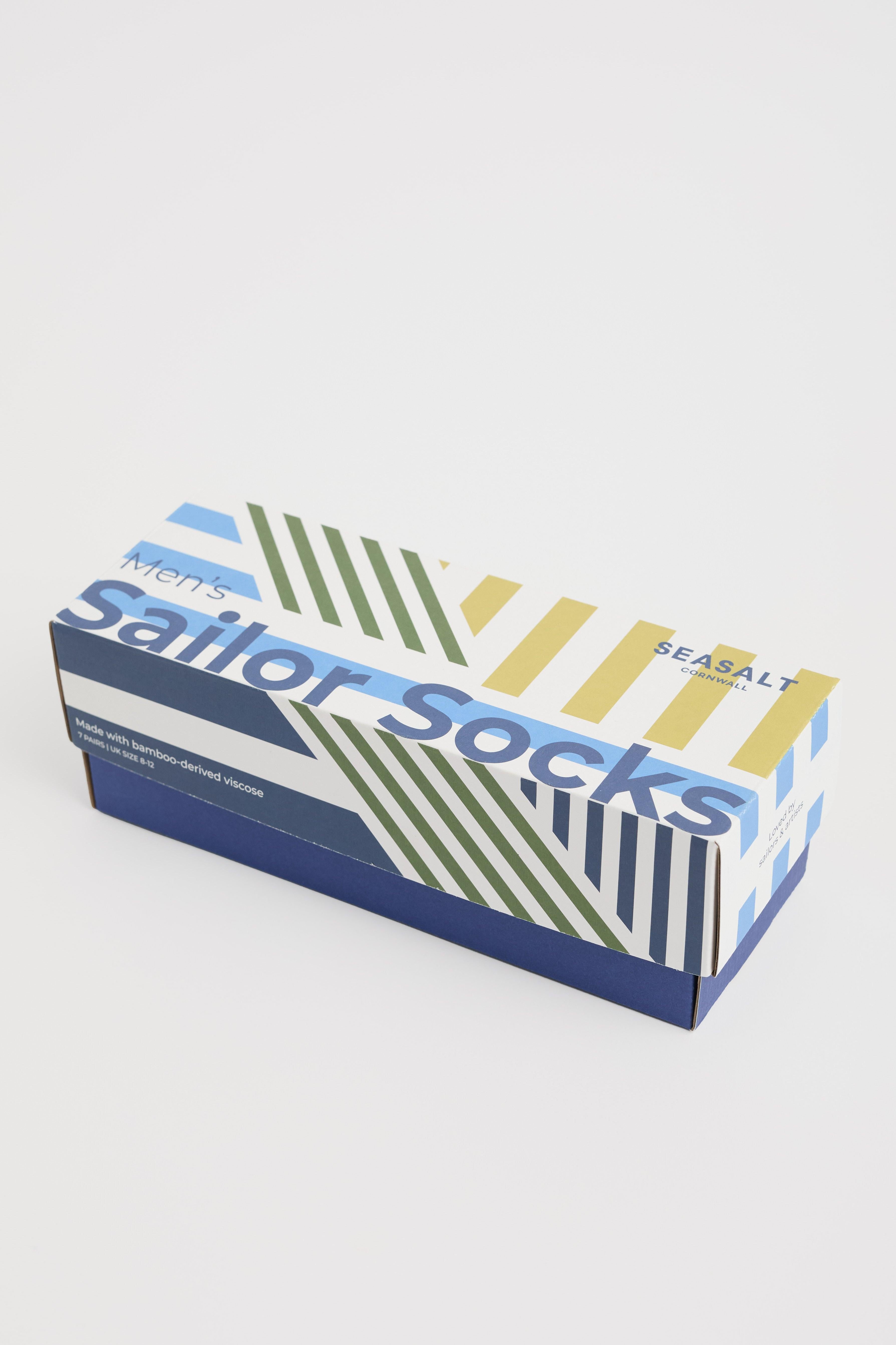 Seasalt Gift Box of 7 Men's Sailor Socks Wennac Mix