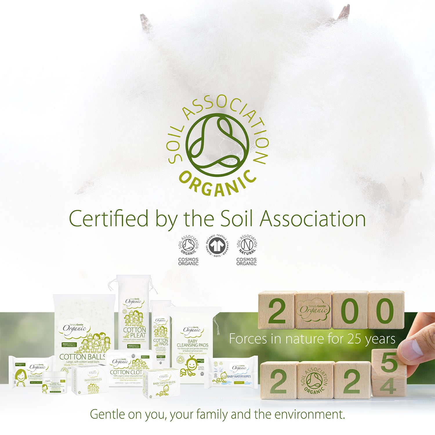 Organic product packaging with Soil Association certification logo and text on a white background