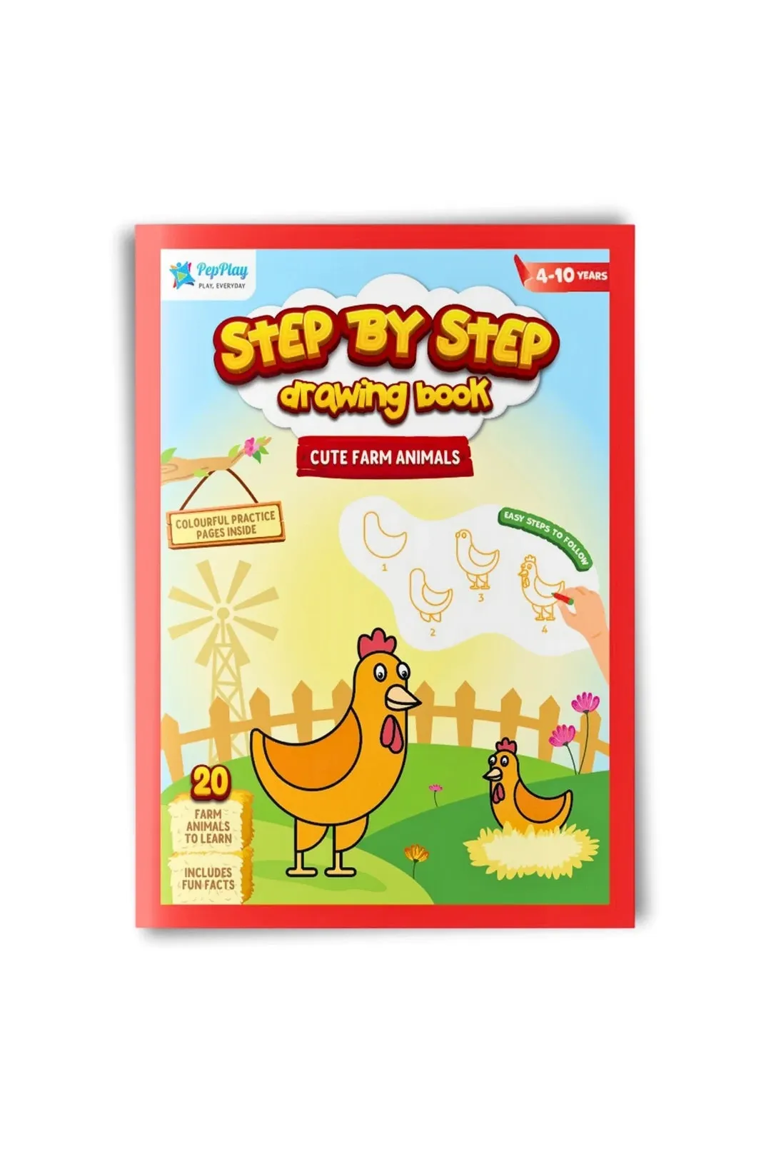 Step-by-step drawing book for children with farm animals on the cover