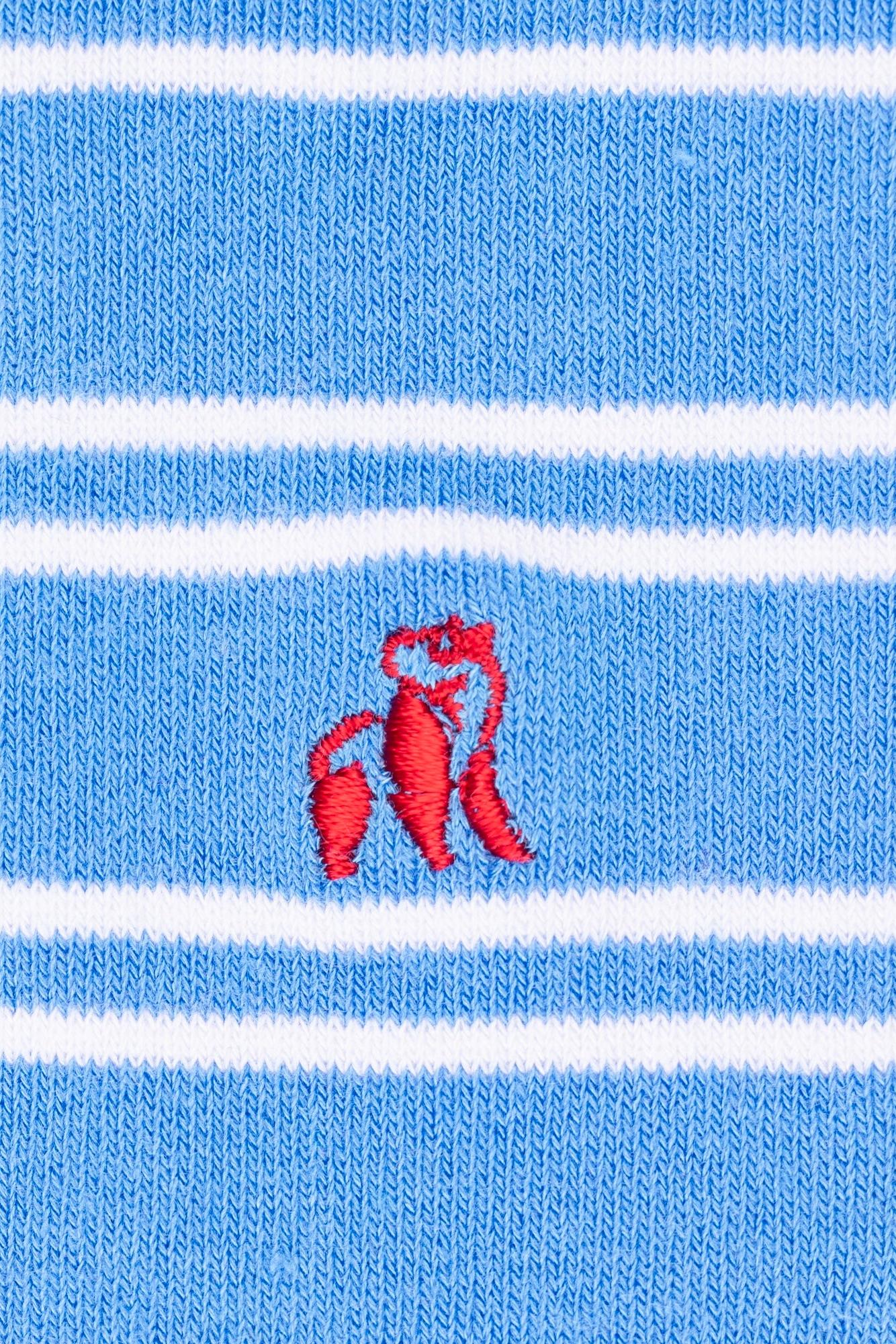 Red Swole Panda brand logo embroidered on a blue and white striped fabric.